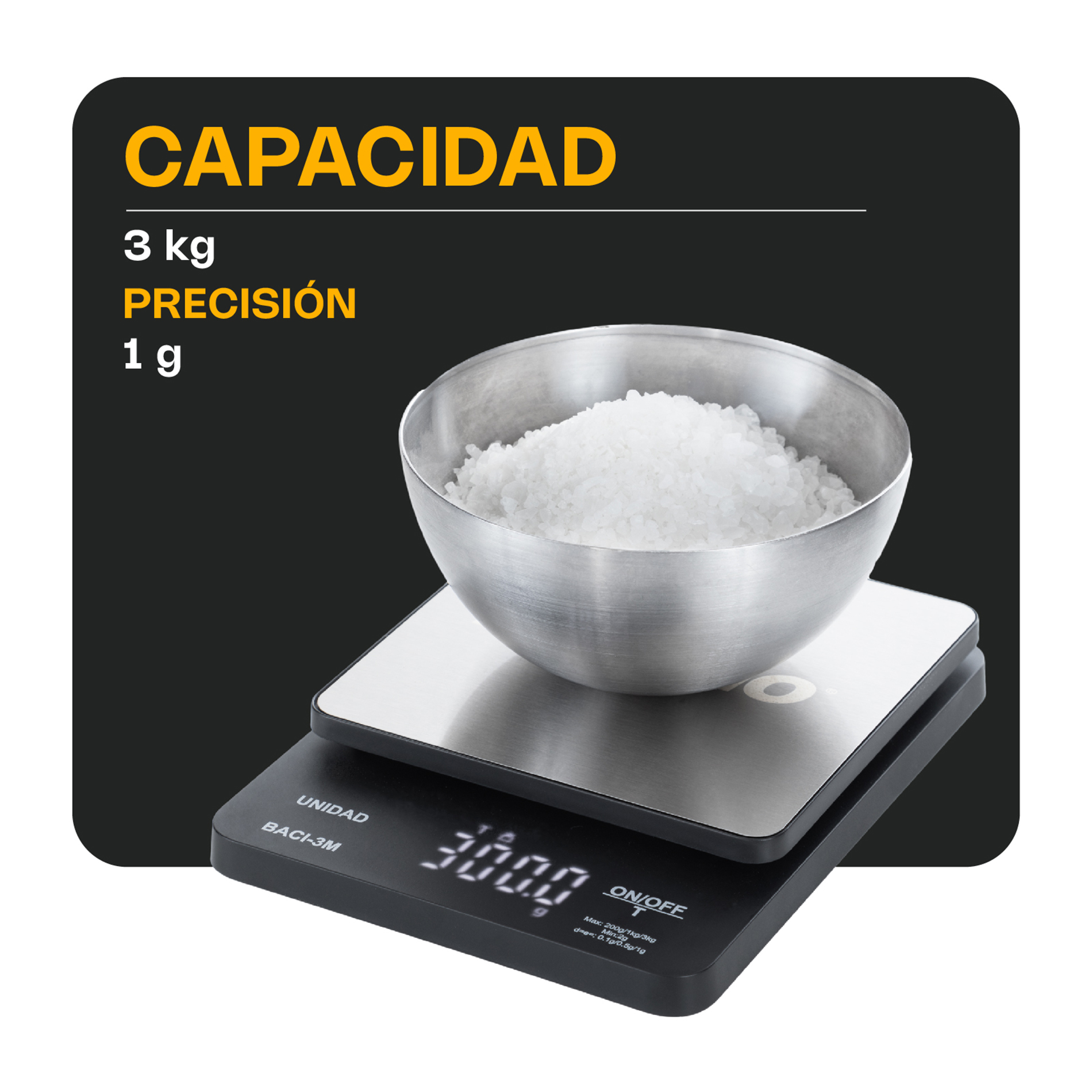 Báscula Digital de Precisión de 0.1 g con Capacidad de 3 kg