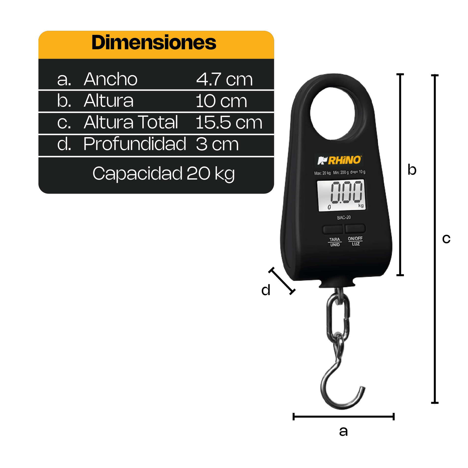 Báscula Electrónica Colgante 20 kg