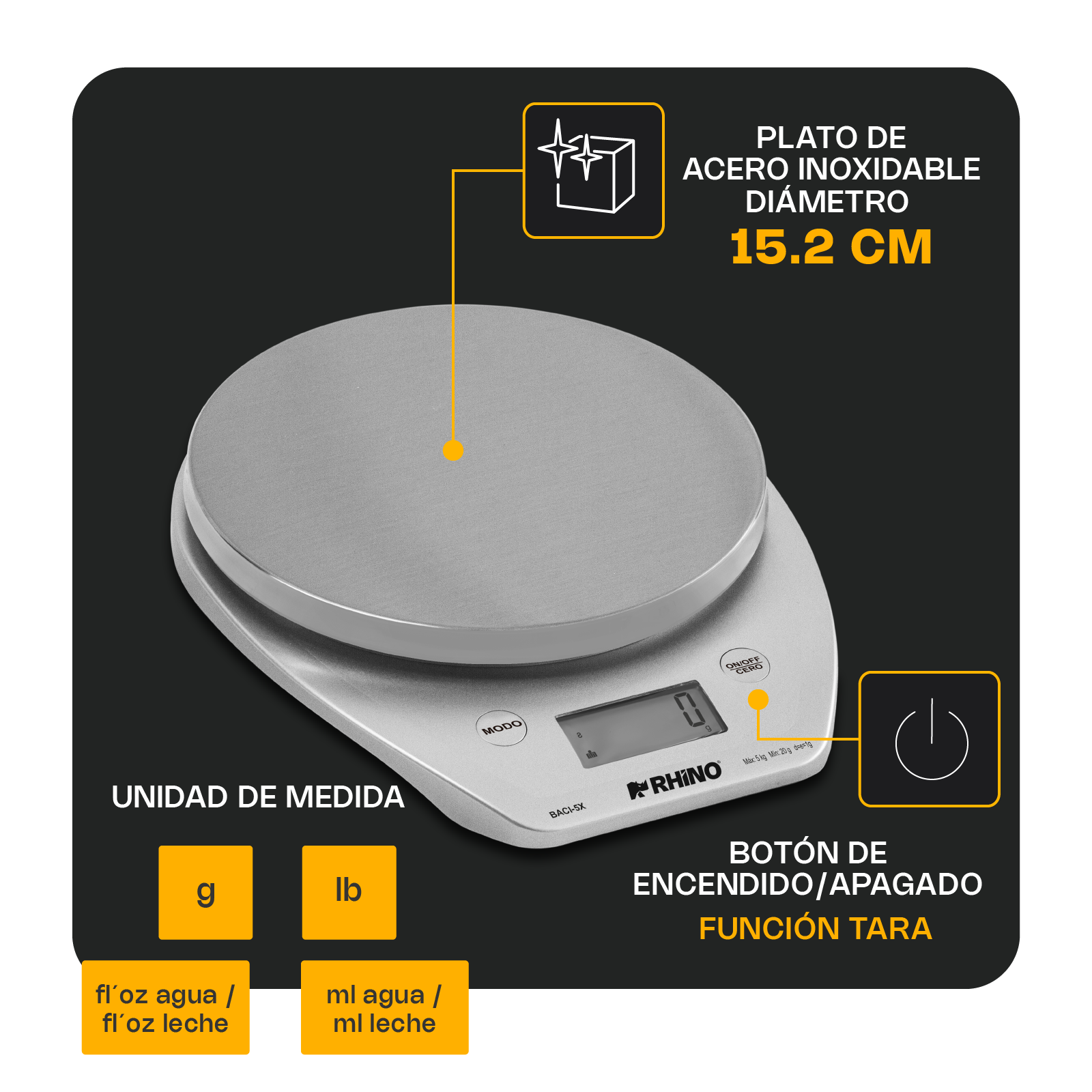 Báscula de Cocina Digital con Bluetooth 5 kg