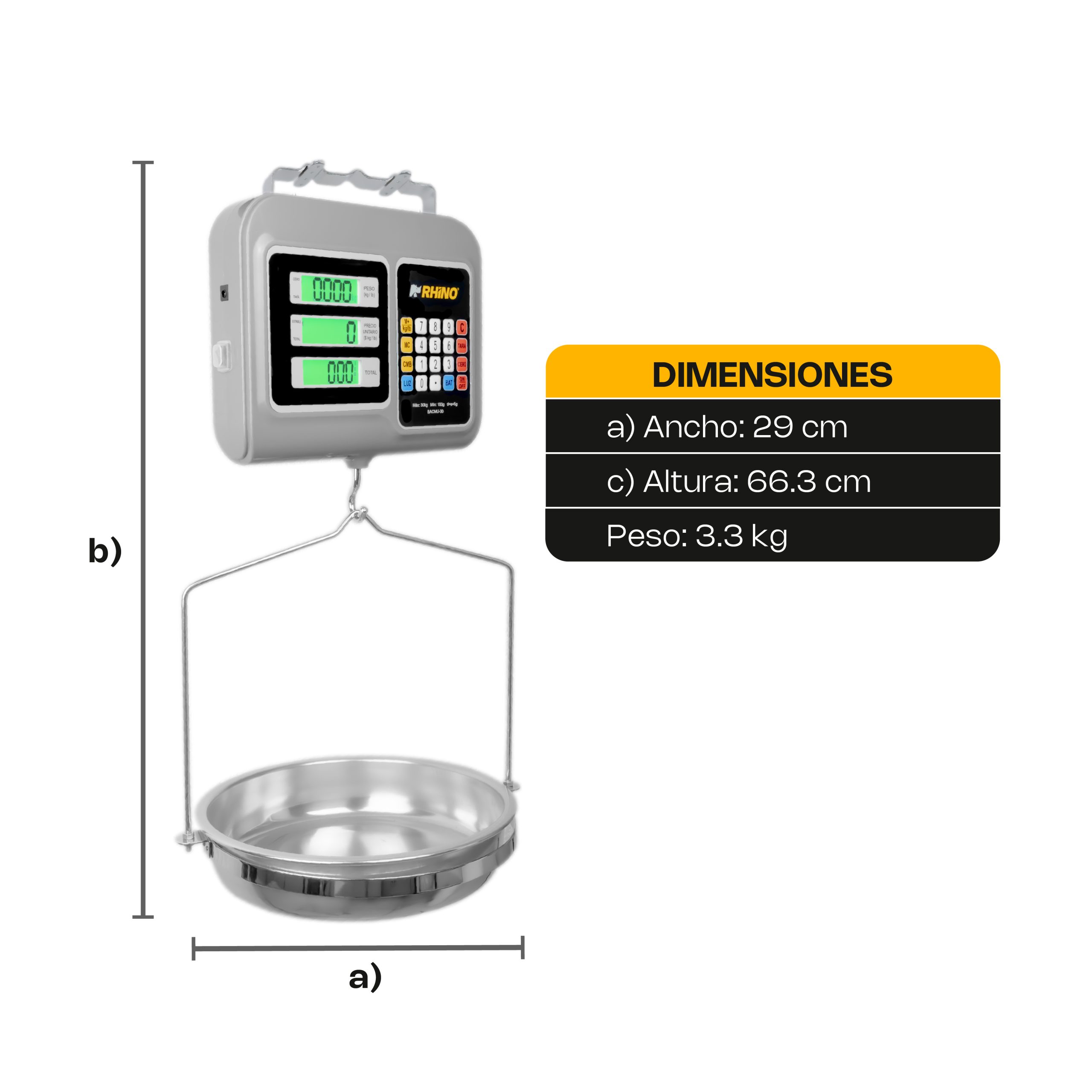 Báscula Electrónica Colgante Multifunciones 30 kg