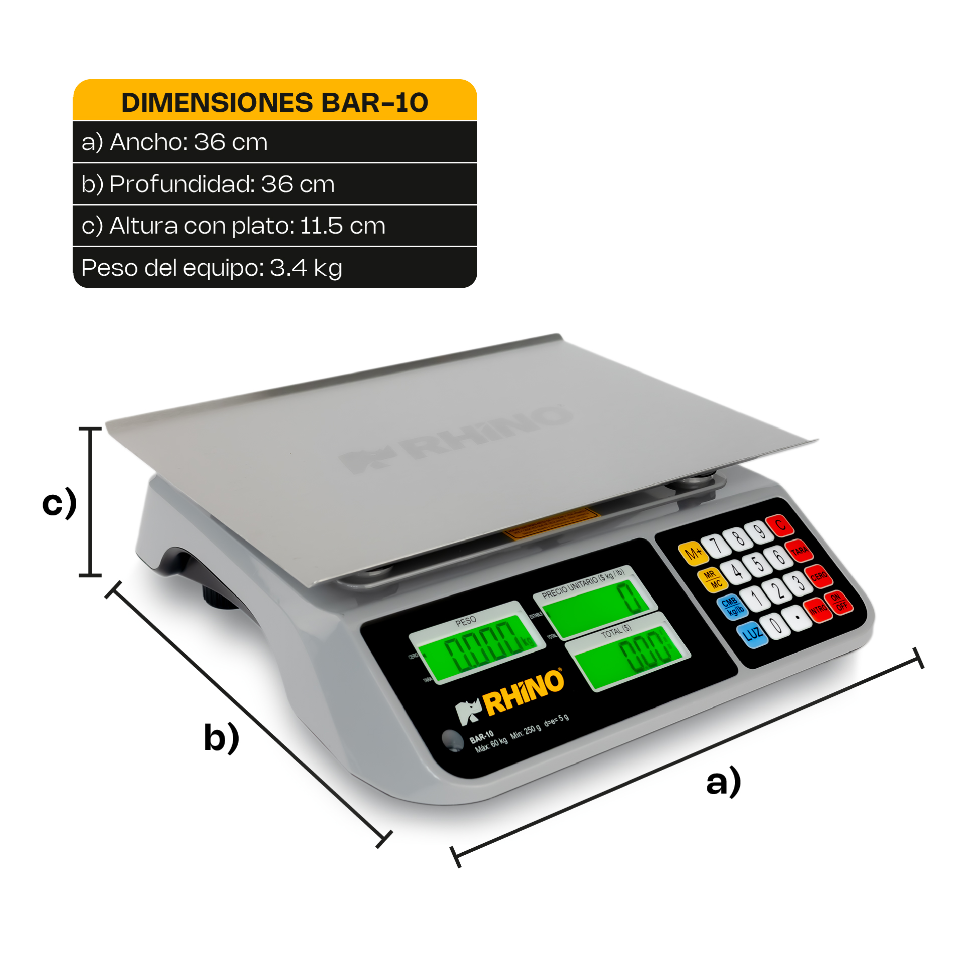 Báscula Electrónica Multifunciones con Puerto USB 60 kg