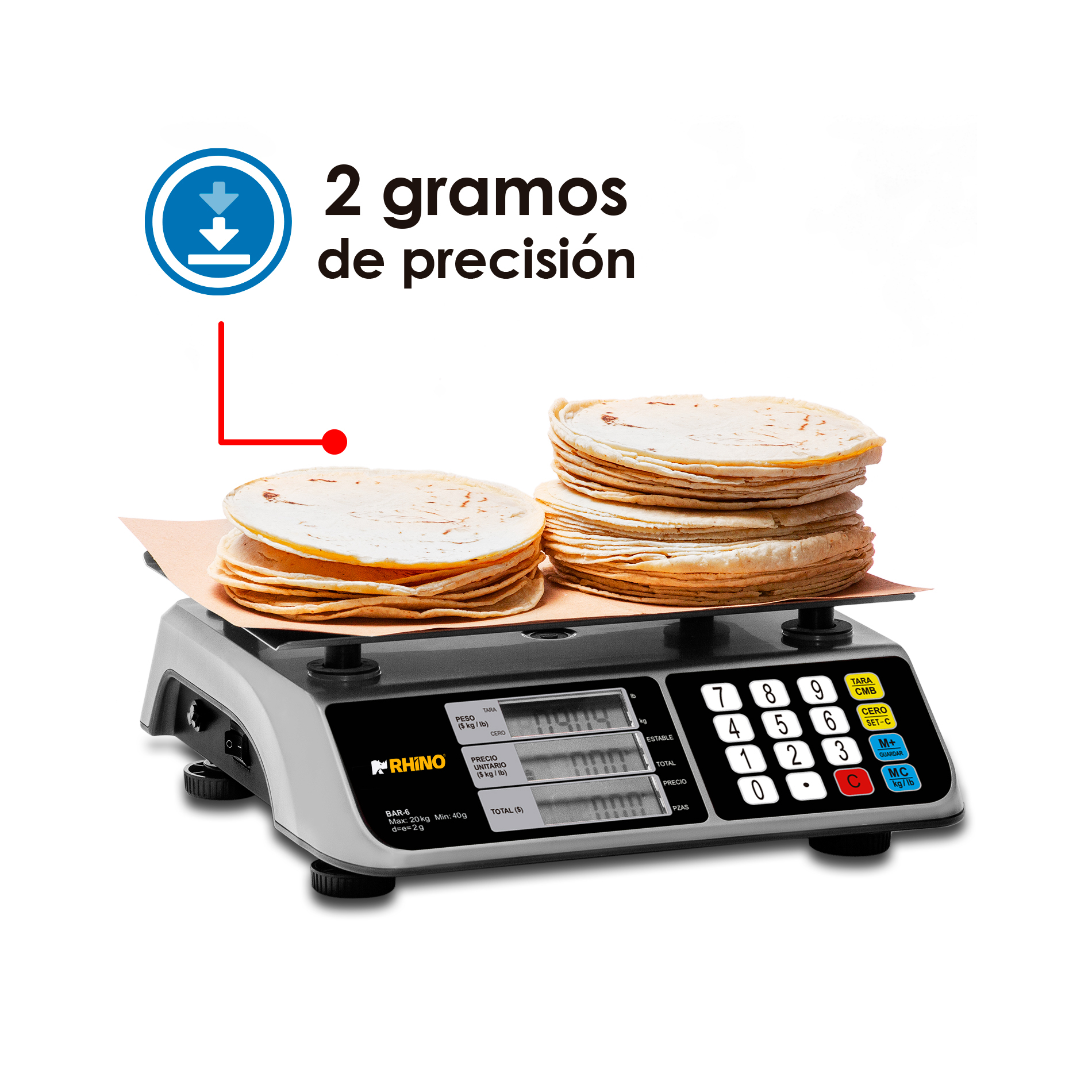 Báscula Electrónica Multifunciones con Puerto USB 20 kg