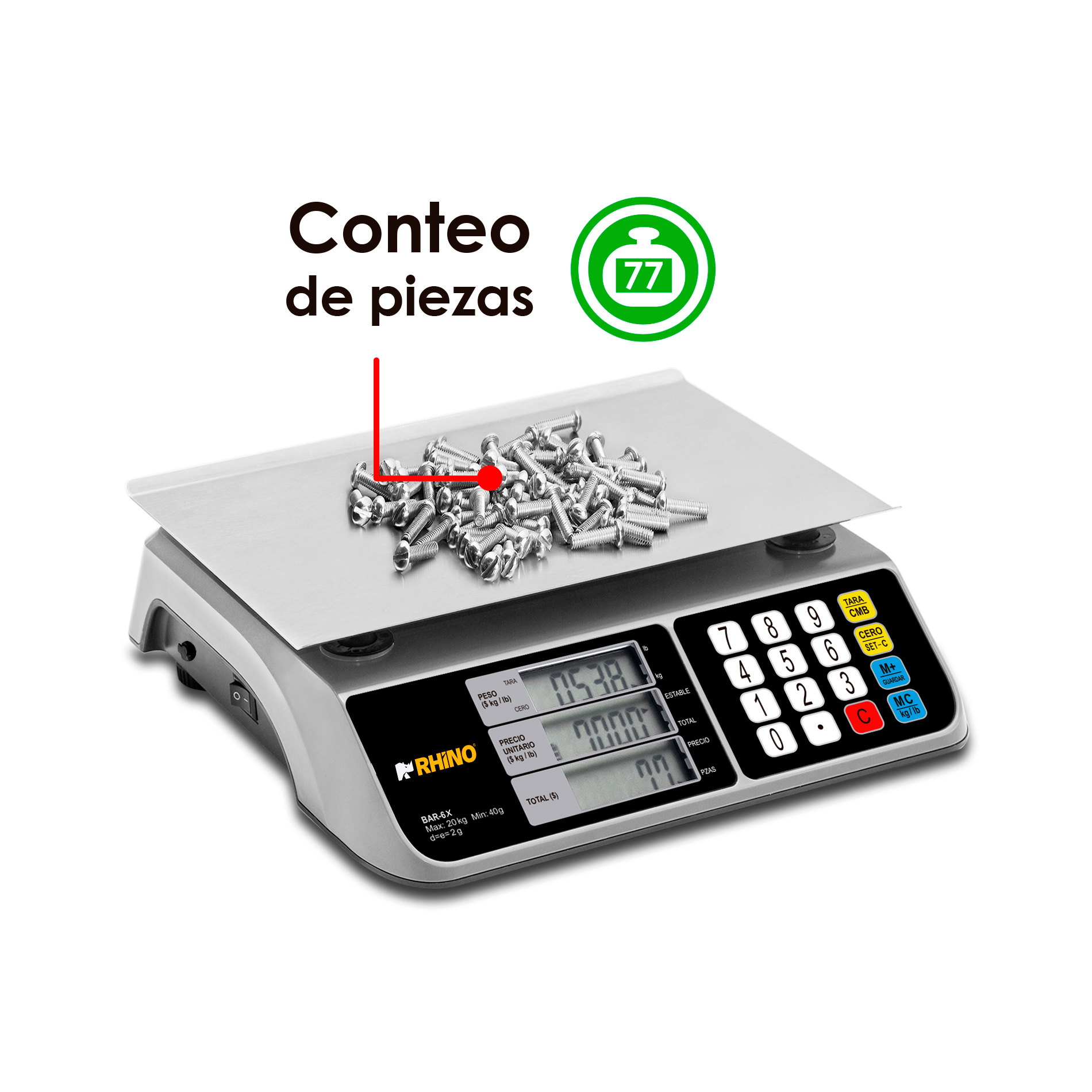 Báscula Electrónica Multifunciones con Puerto USB 20 kg