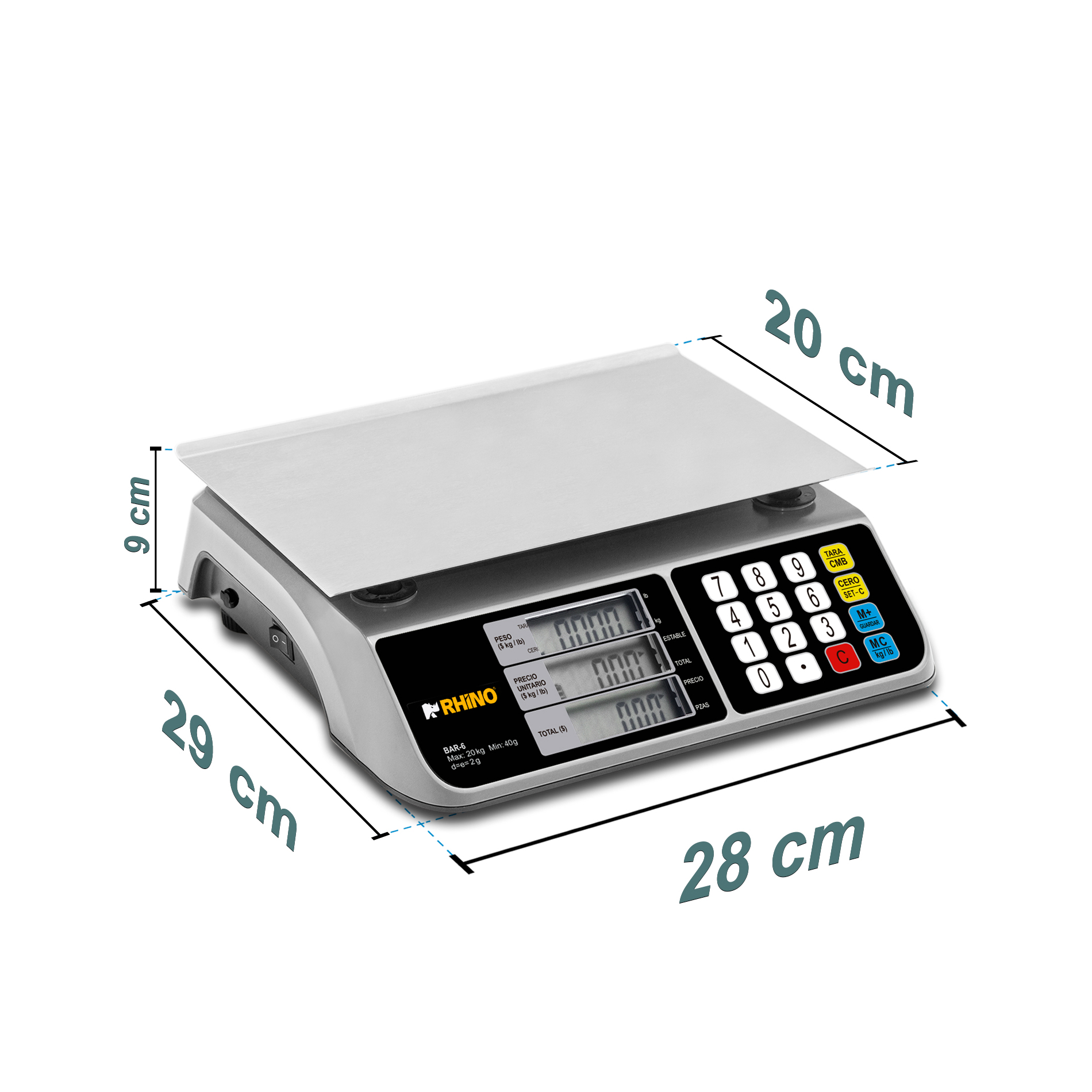 Báscula Electrónica Multifunciones con Puerto USB 20 kg
