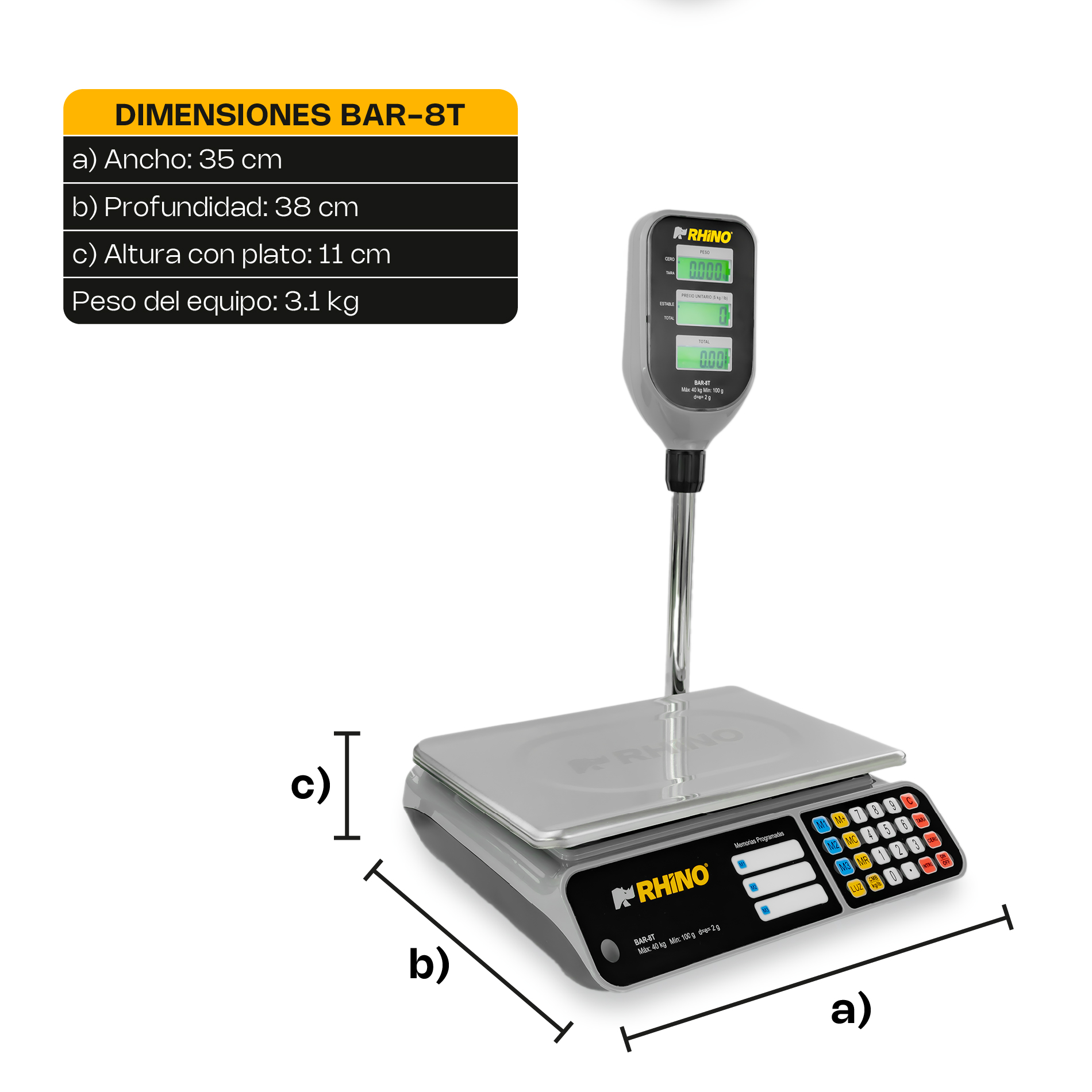 Báscula Electrónica Multifunciones con Torreta 40 kg