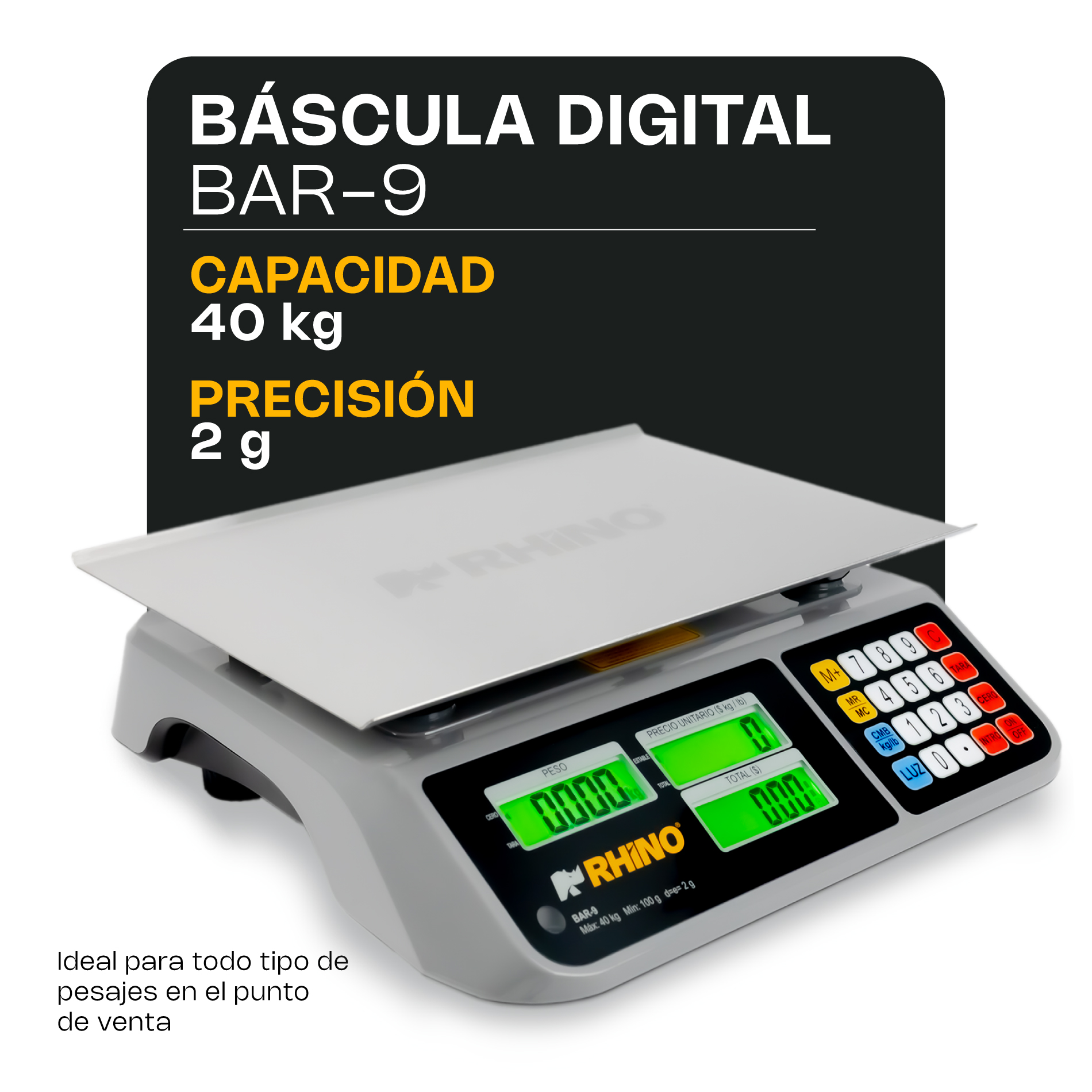 Báscula Electrónica Multifunciones con Puerto USB 40 kg