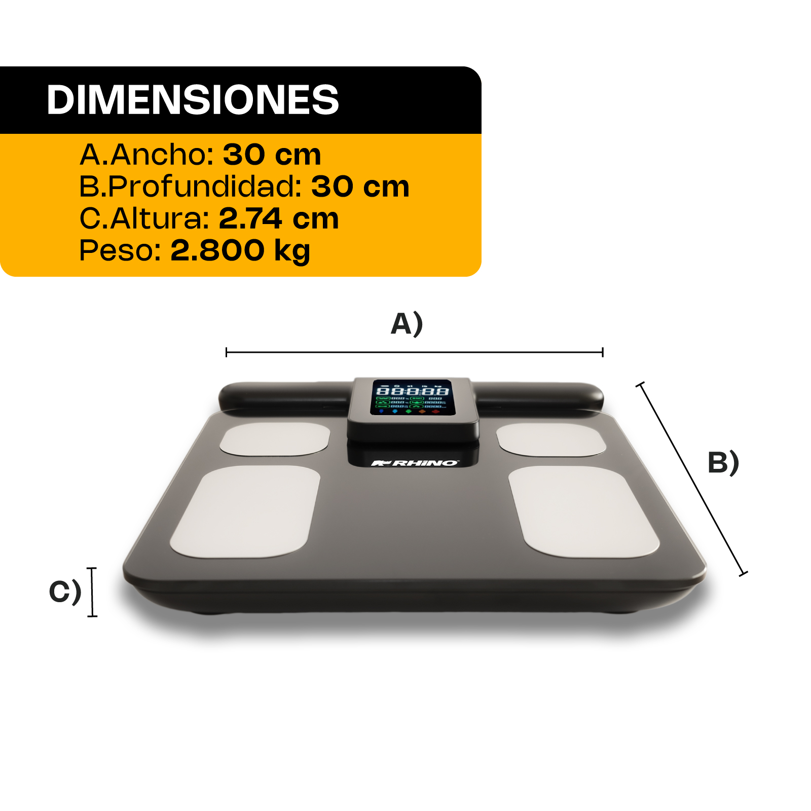Báscula Inteligente de Pesaje Corporal con 8 Electrodos 180 kg