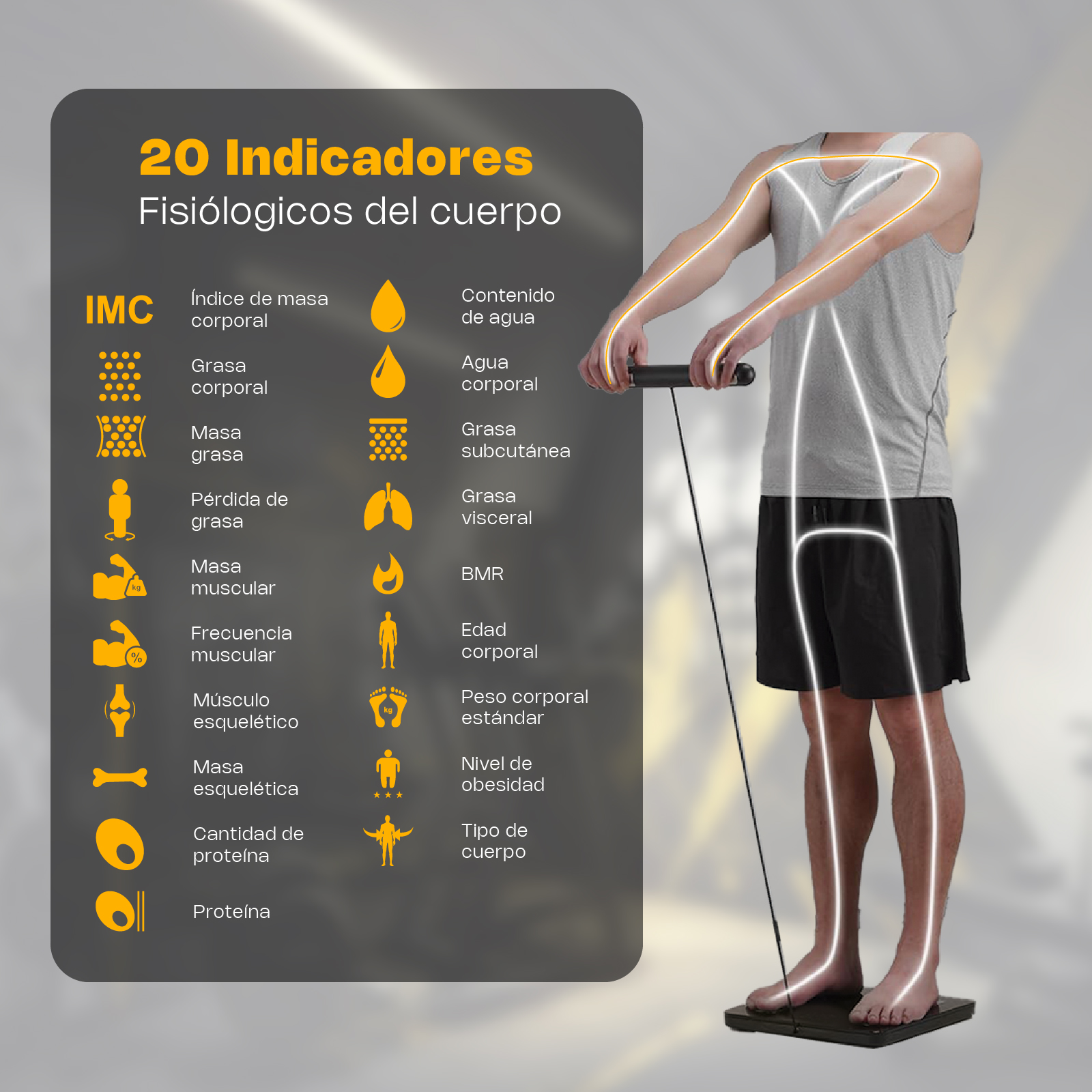 Báscula Inteligente de Pesaje Corporal con 8 Electrodos 180 kg