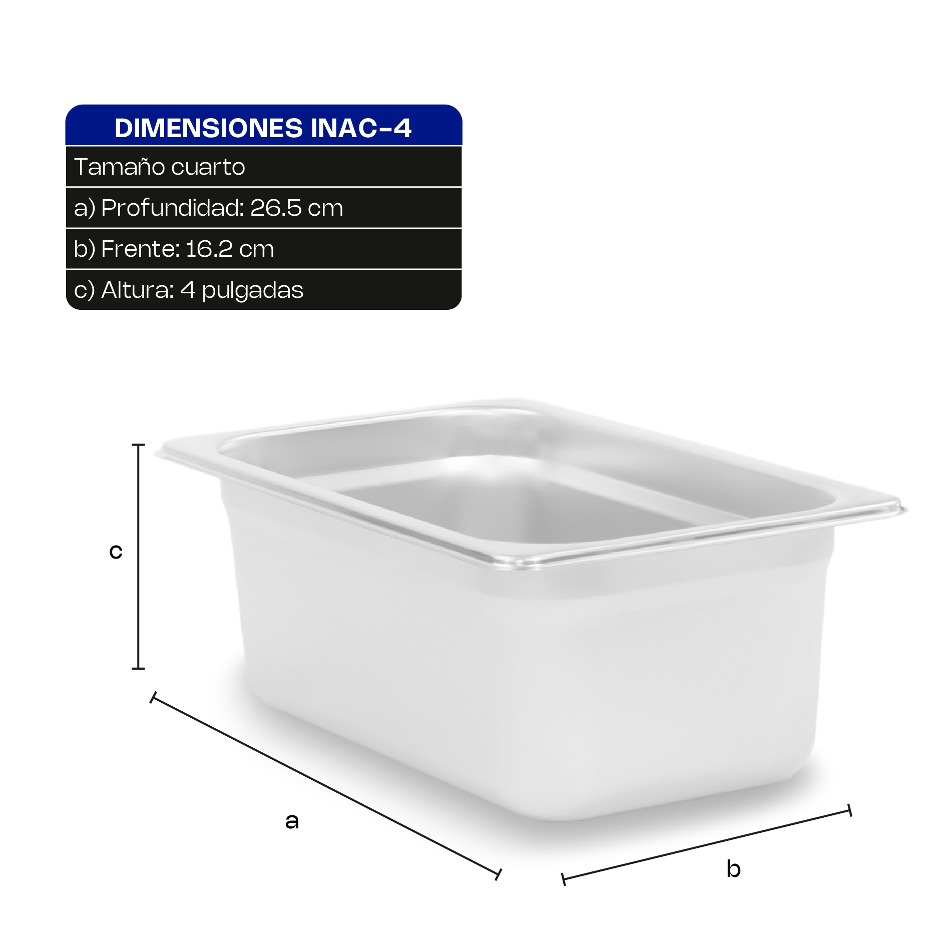 Inserto de Acero Inoxidable Cuarto 4"