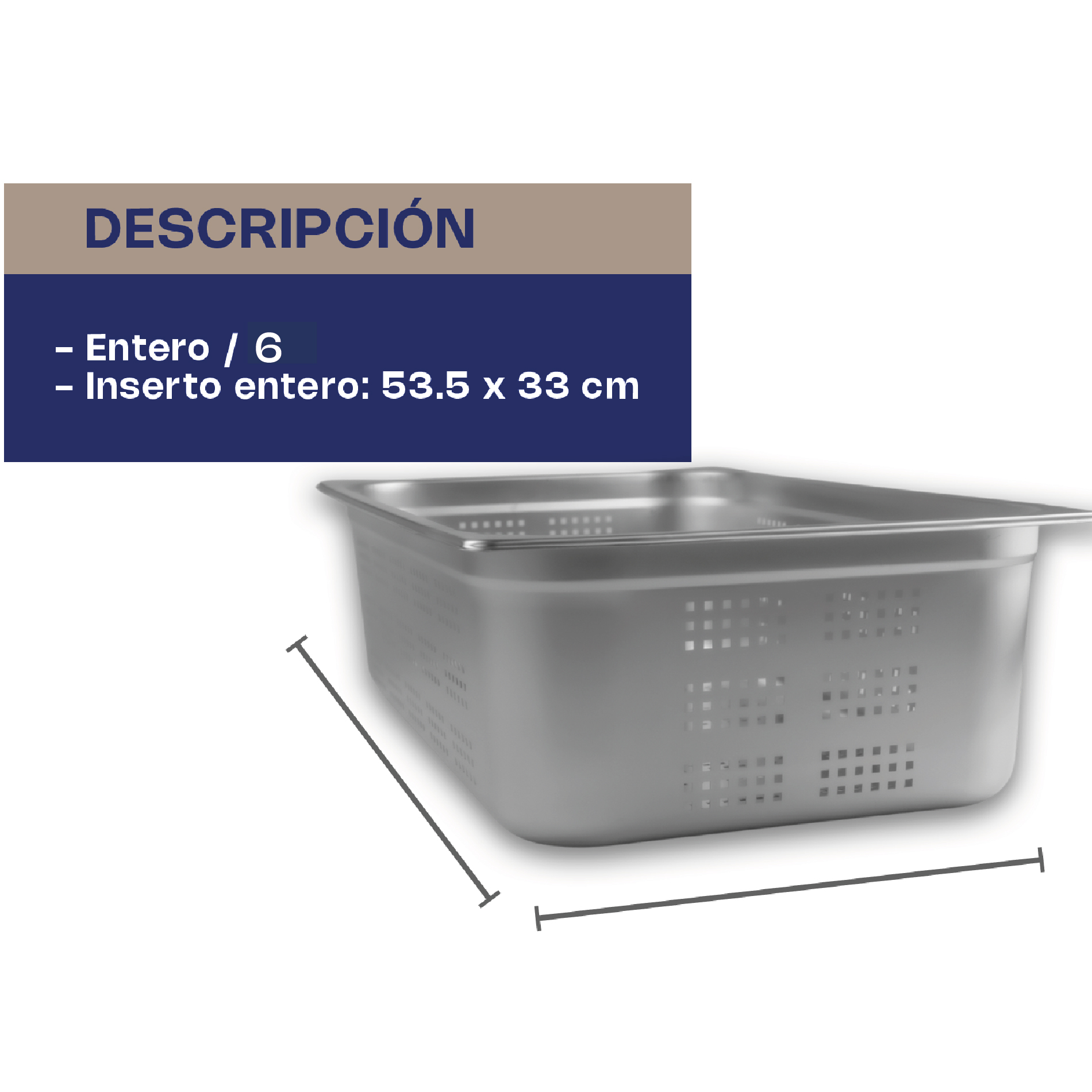 Inserto de Acero Inoxidable Perforado Entero 6"