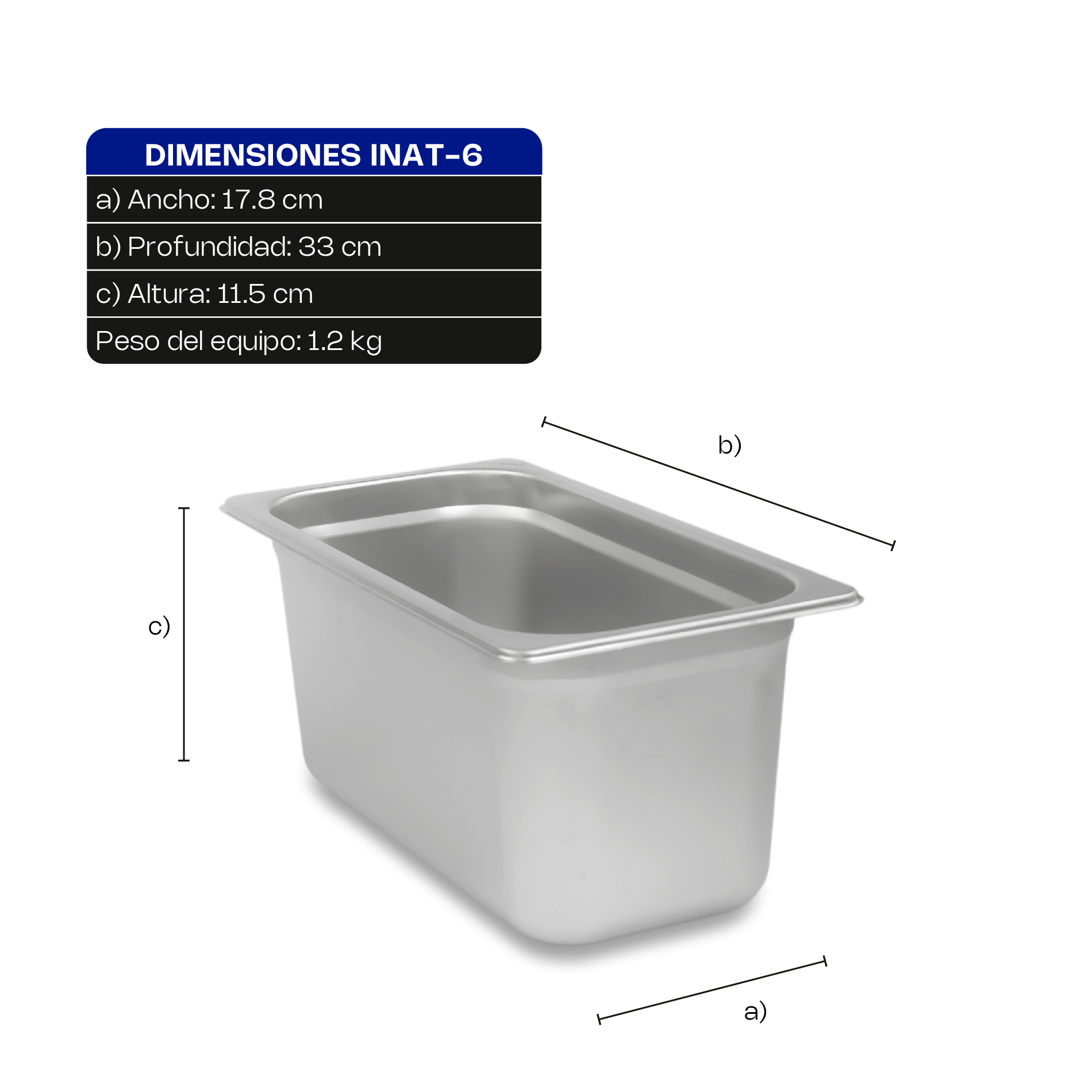 Inserto de Acero Inoxidable Tercio 6"