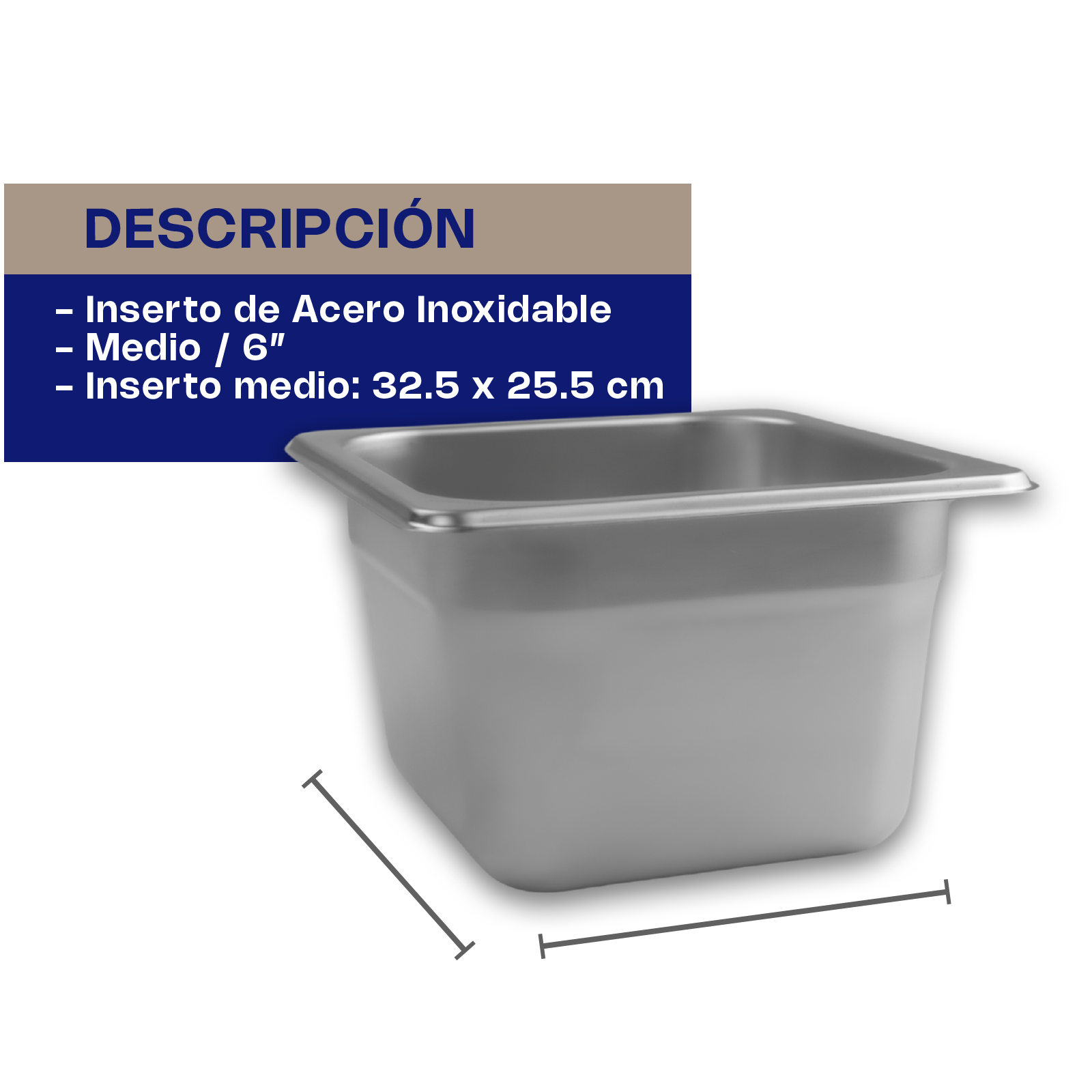 Inserto de Acero Inoxidable Medio 6"