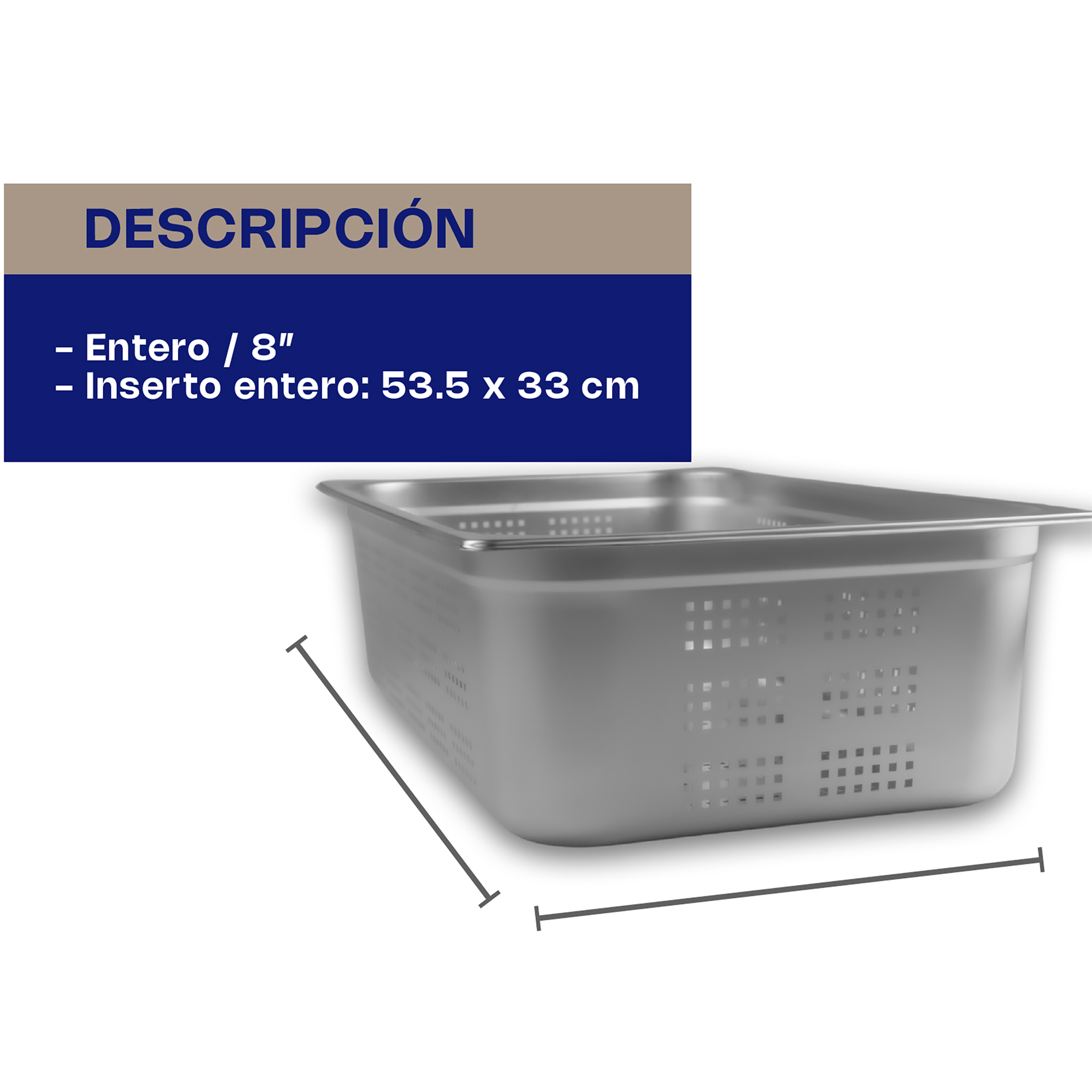 Inserto de Acero Inoxidable Perforado Entero 8"