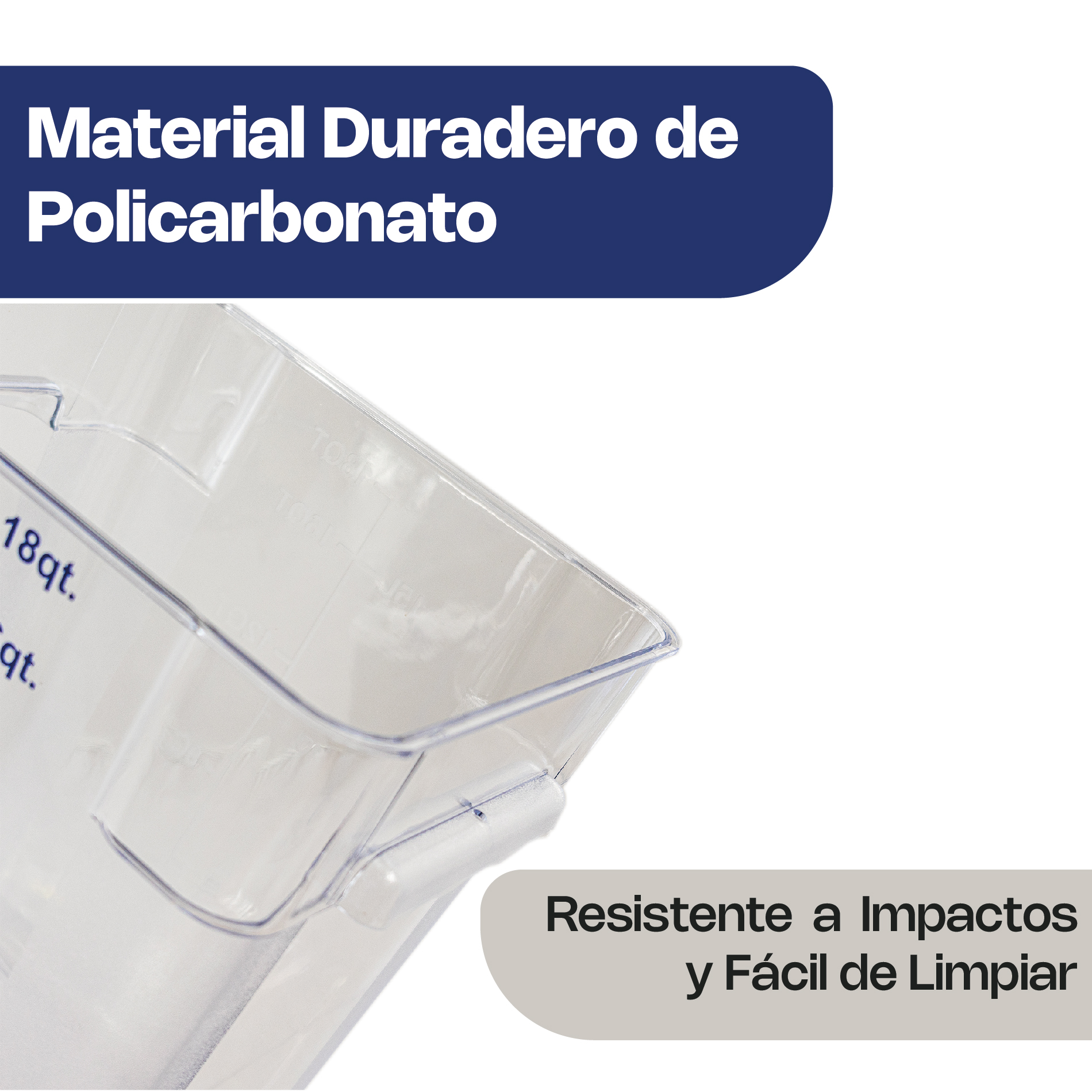 Recipiente Cuadrado de Policarbonato 18 qt