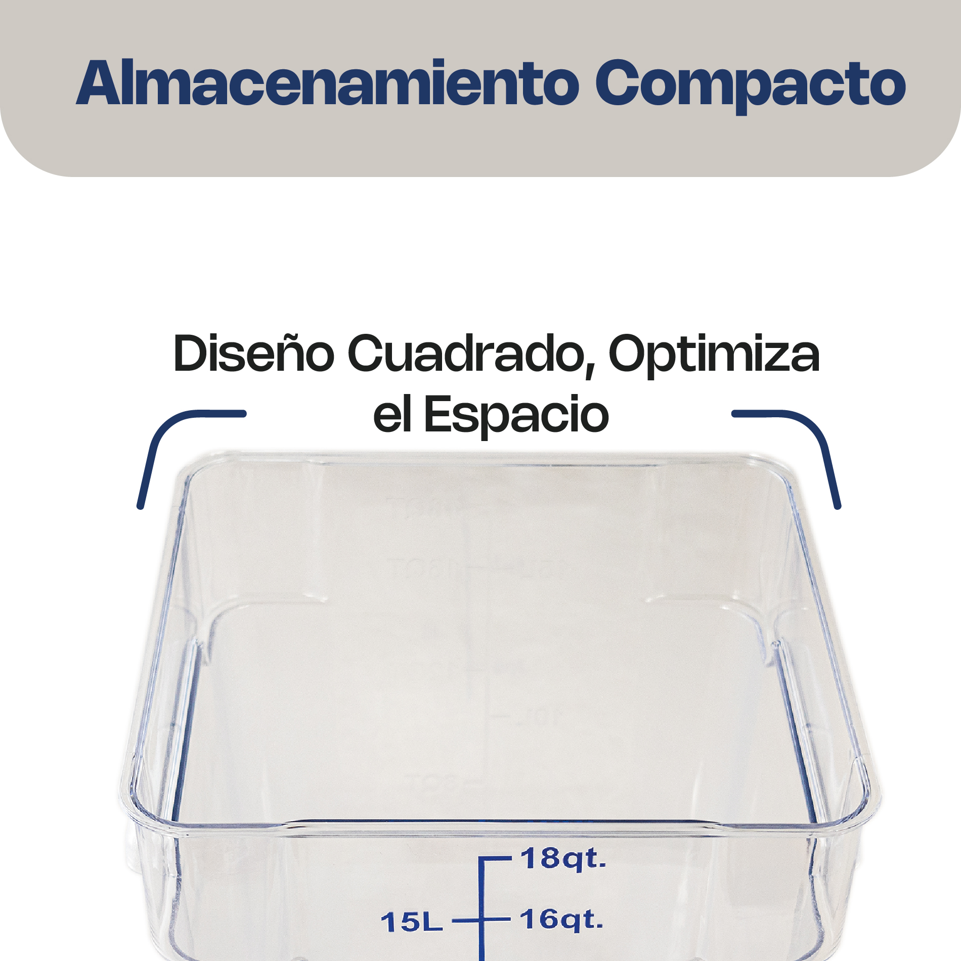 Recipiente Cuadrado de Policarbonato 18 qt