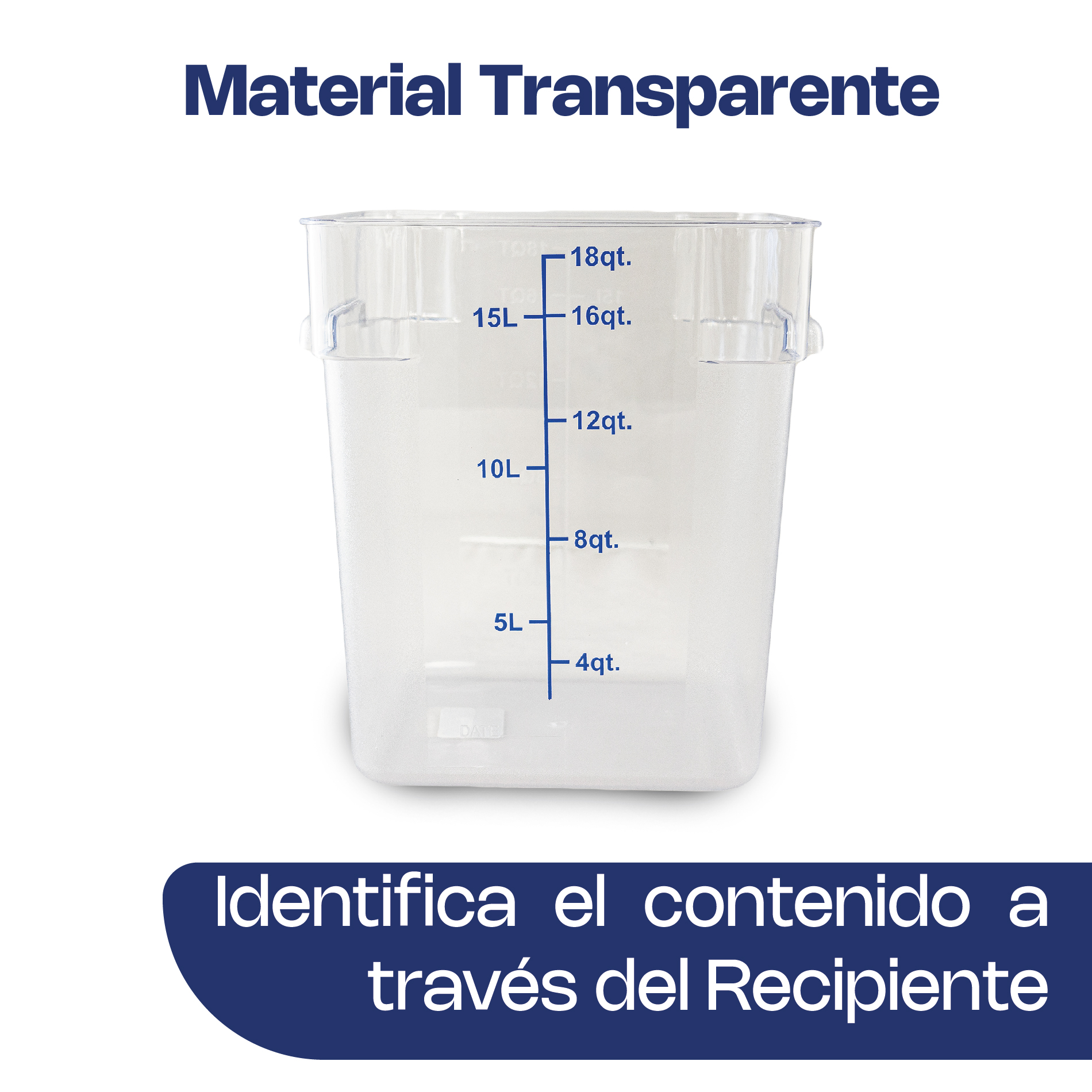 Recipiente Cuadrado de Policarbonato 18 qt