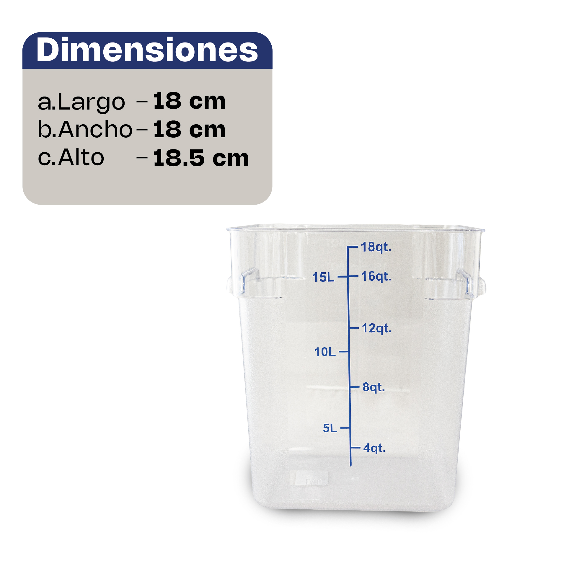 Recipiente Cuadrado de Policarbonato 4 qt