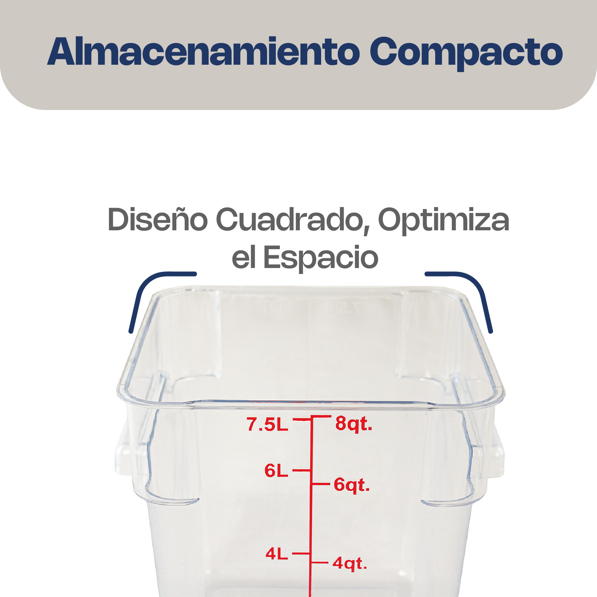 Recipiente Cuadrado de Policarbonato 8 qt