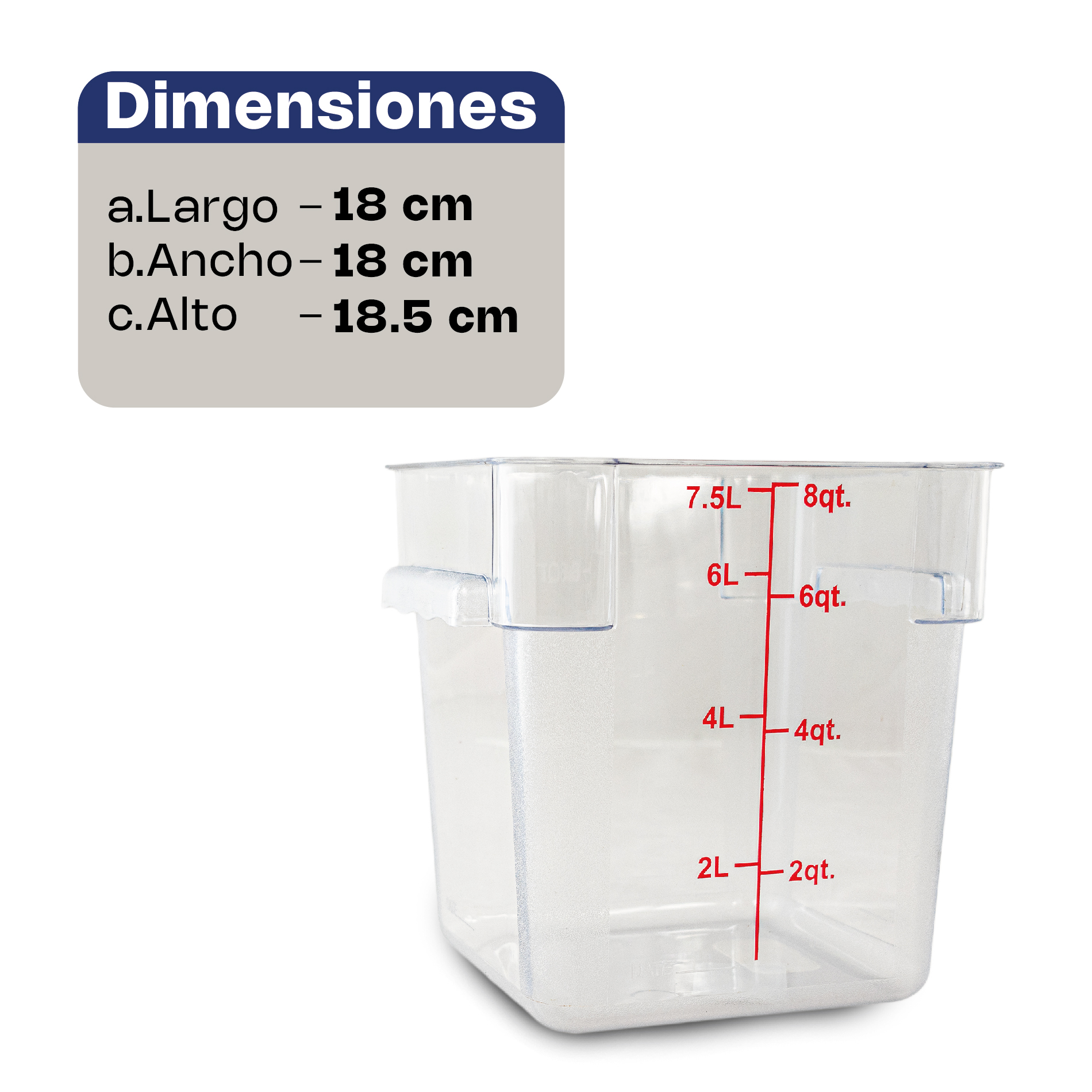 Recipiente Cuadrado de Policarbonato 8 qt