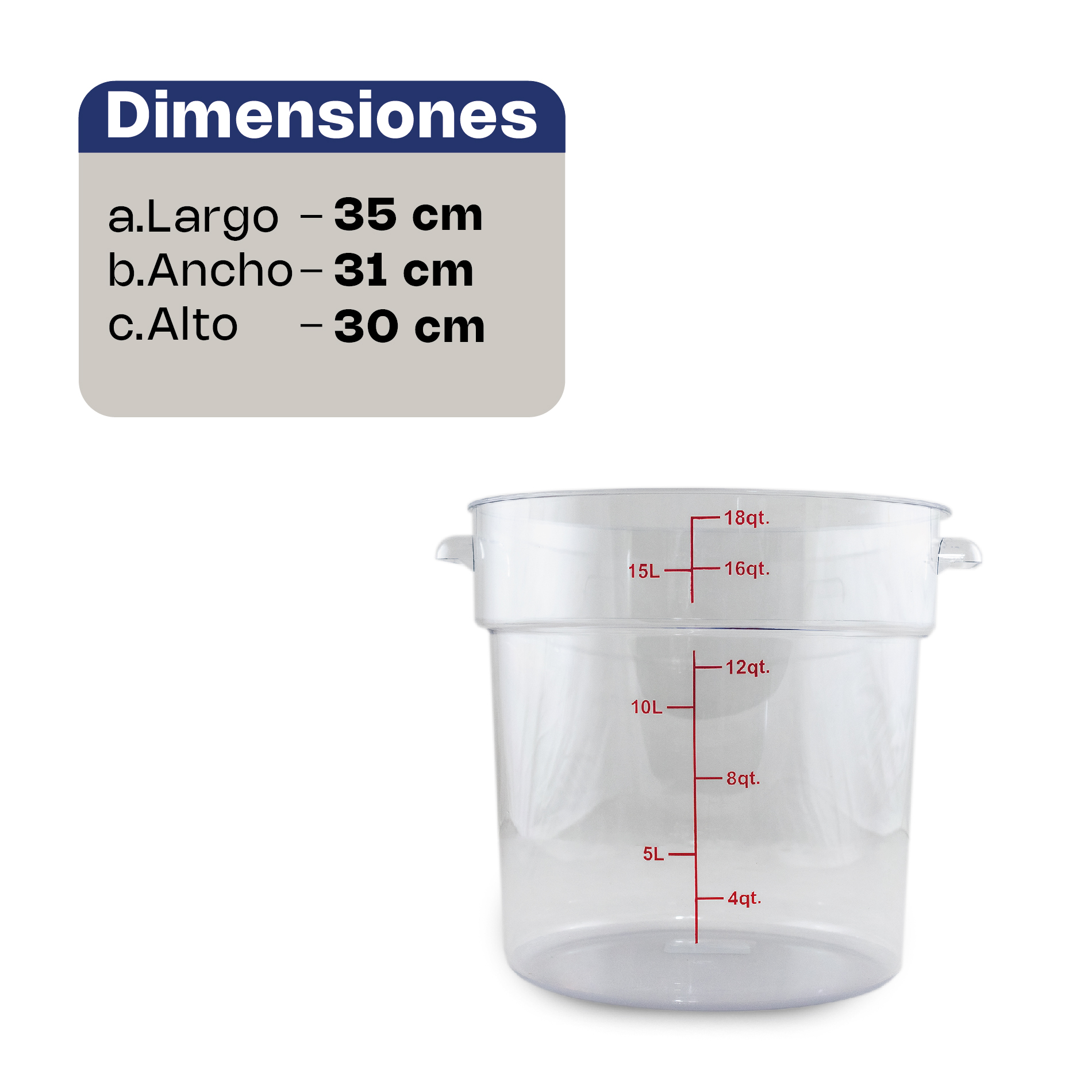 Recipiente Redondo de Policarbonato 18 qt