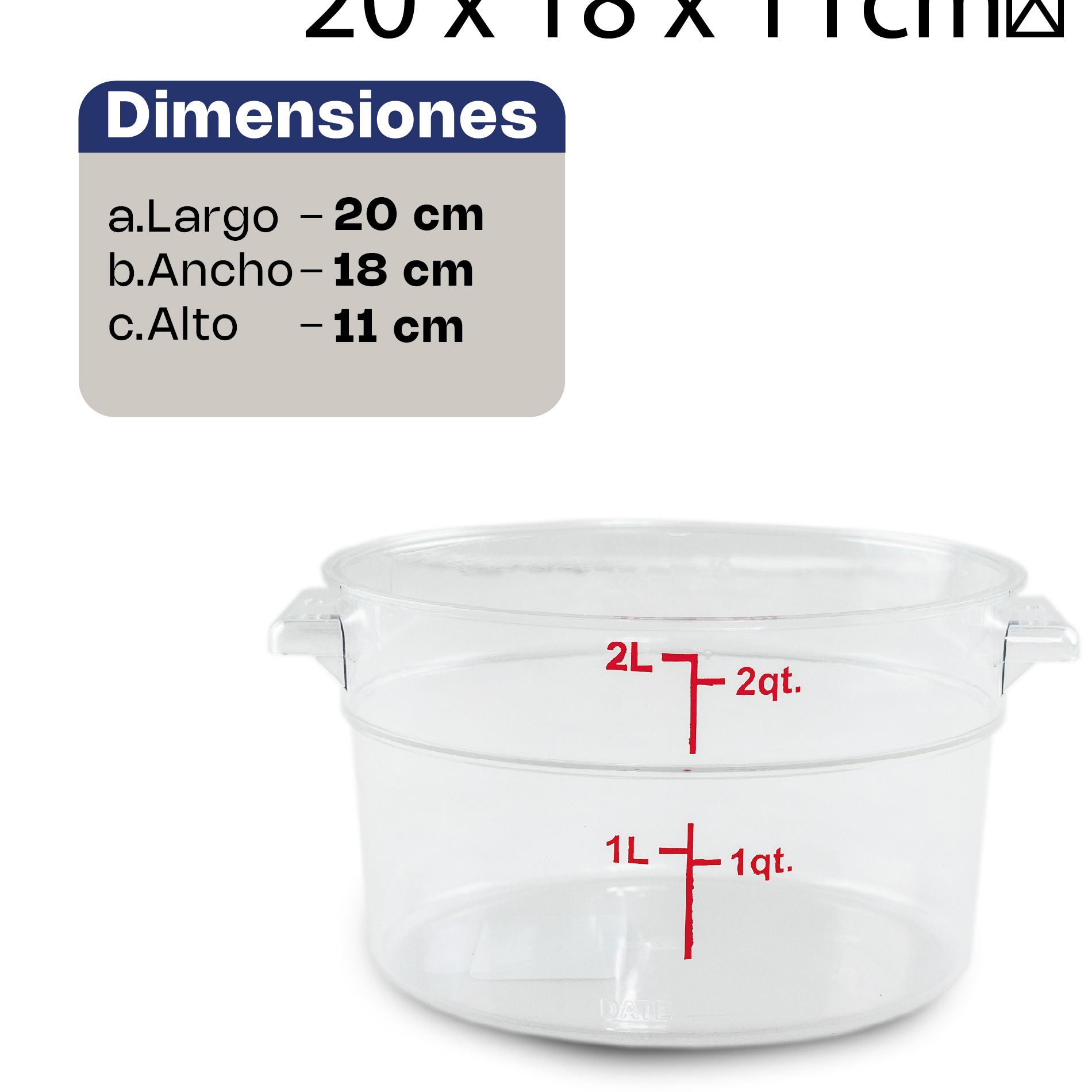 Recipiente Redondo de Policarbonato 2 qt