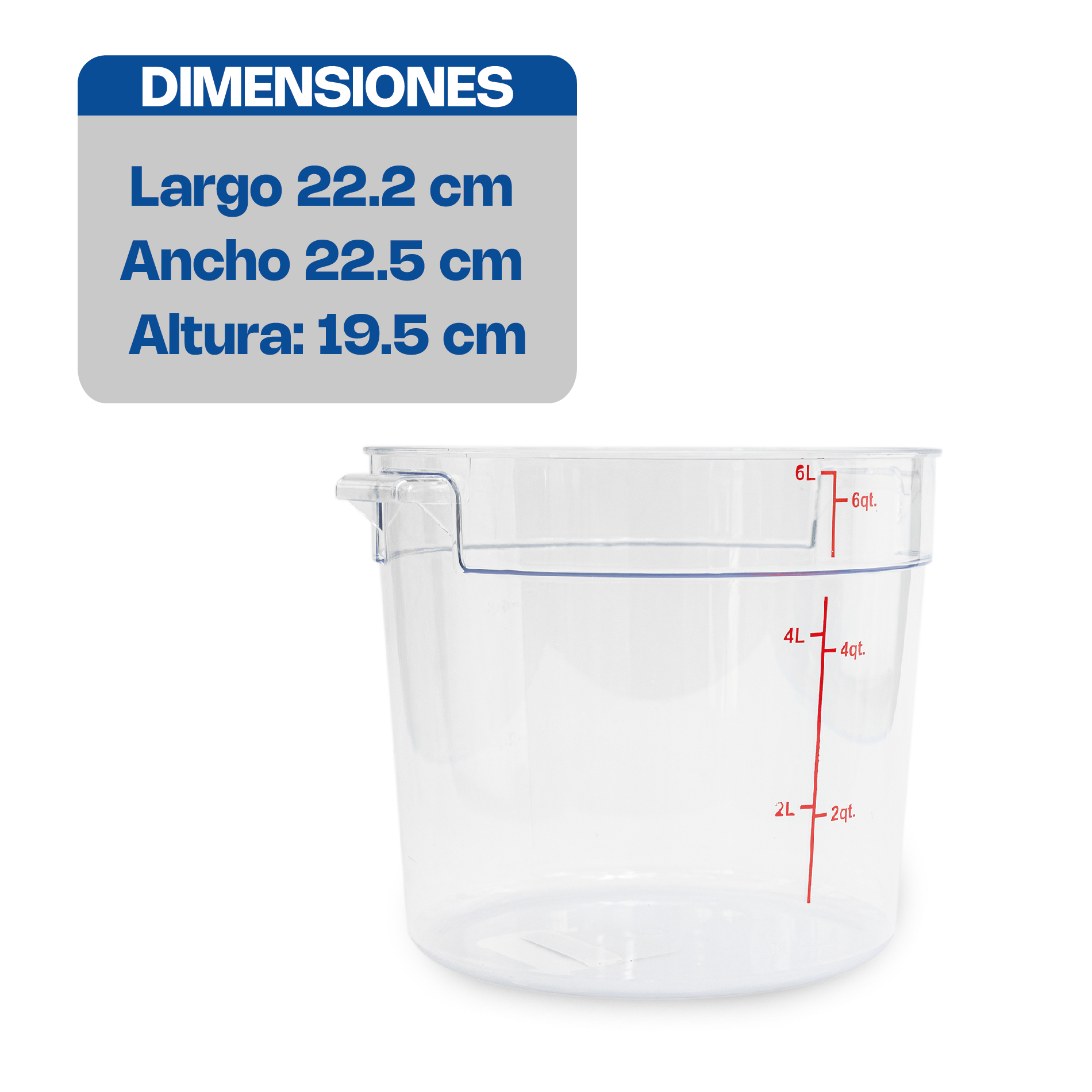 Recipiente Redondo de Policarbonato 6 qt