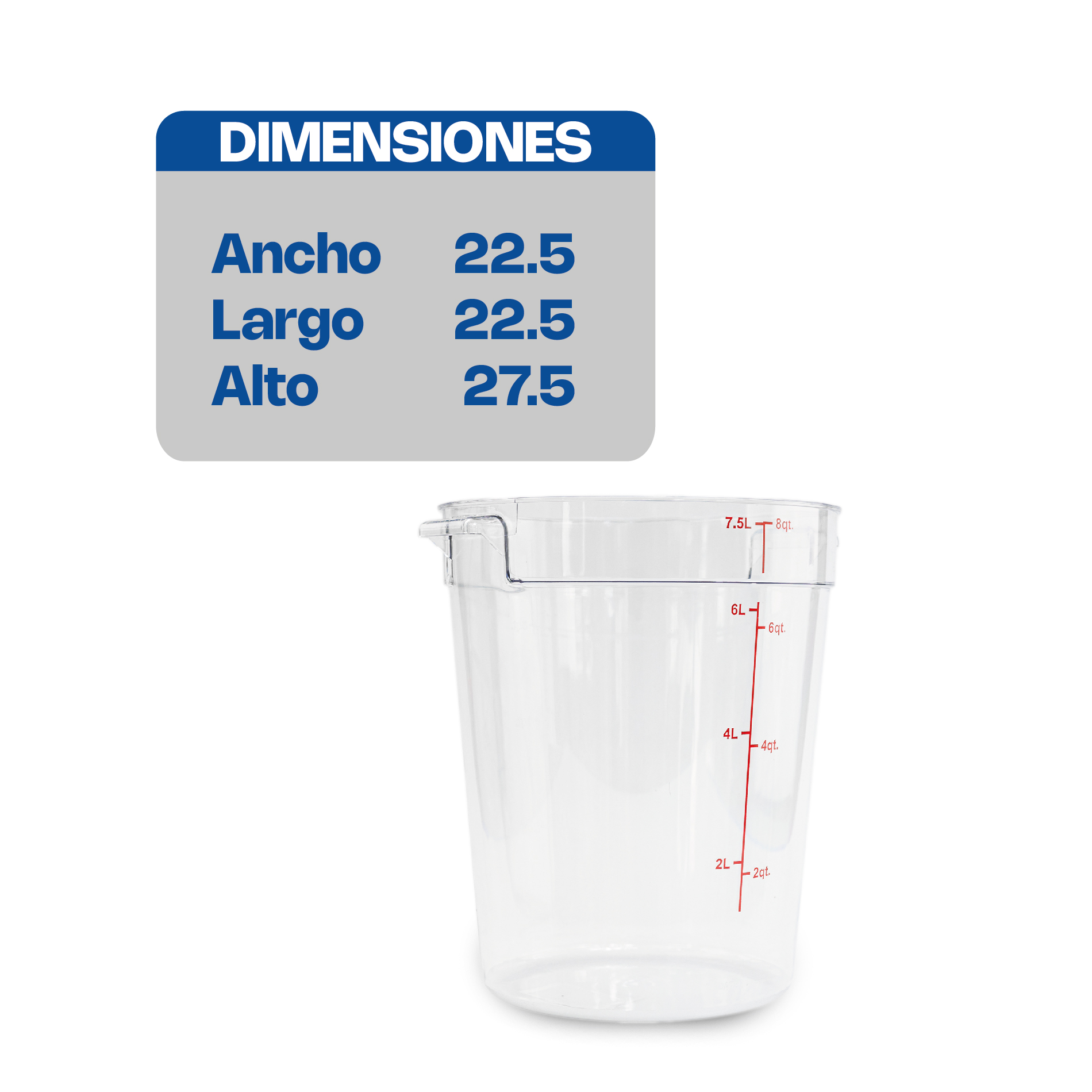 Recipiente Redondo de Policarbonato 8 qt