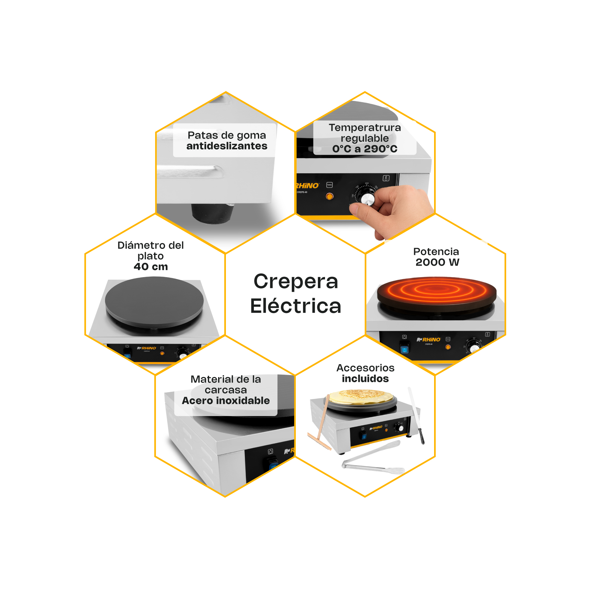Crepera Eléctrica 2,000 W