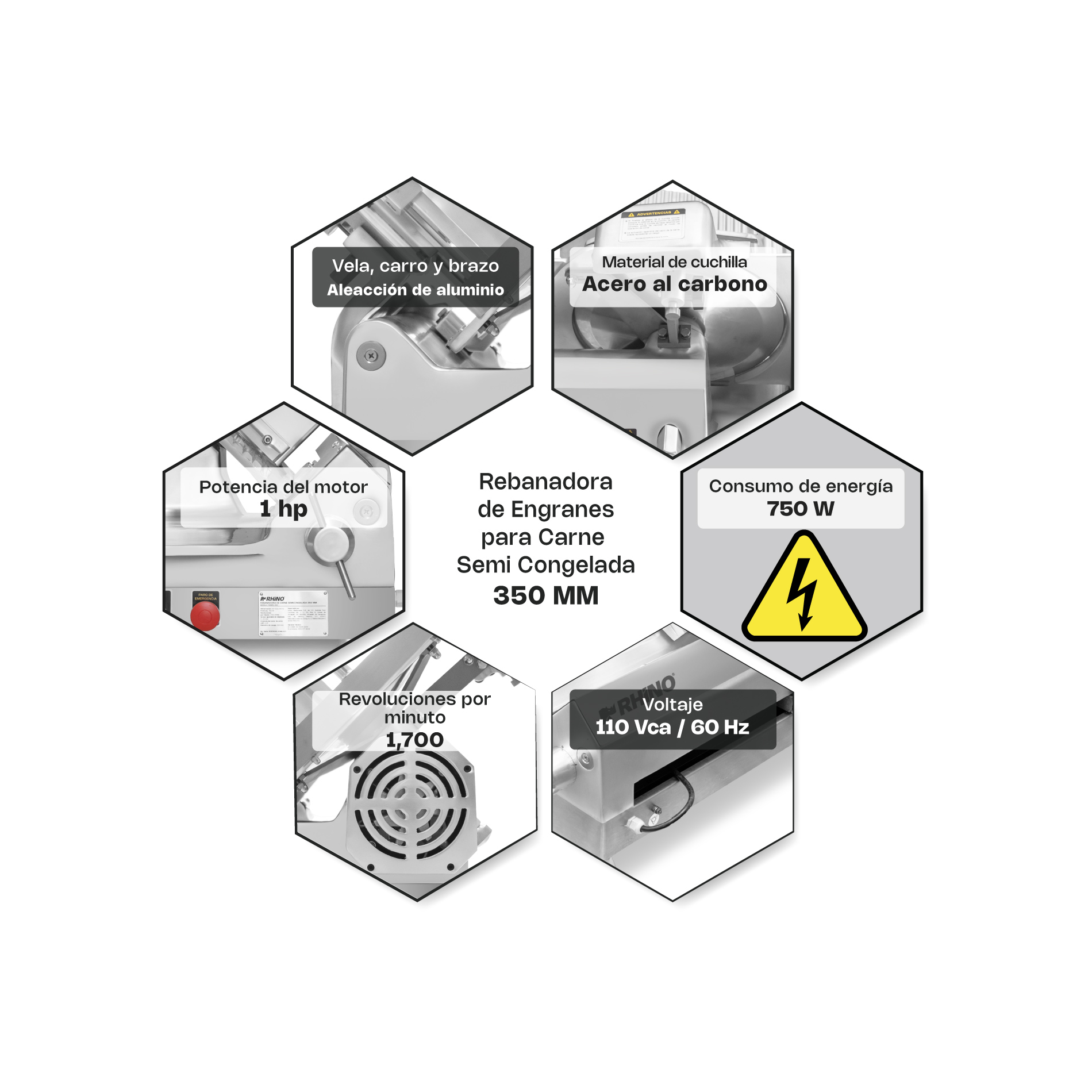 Rebanadora de Carne Semi Congelada 350 mm