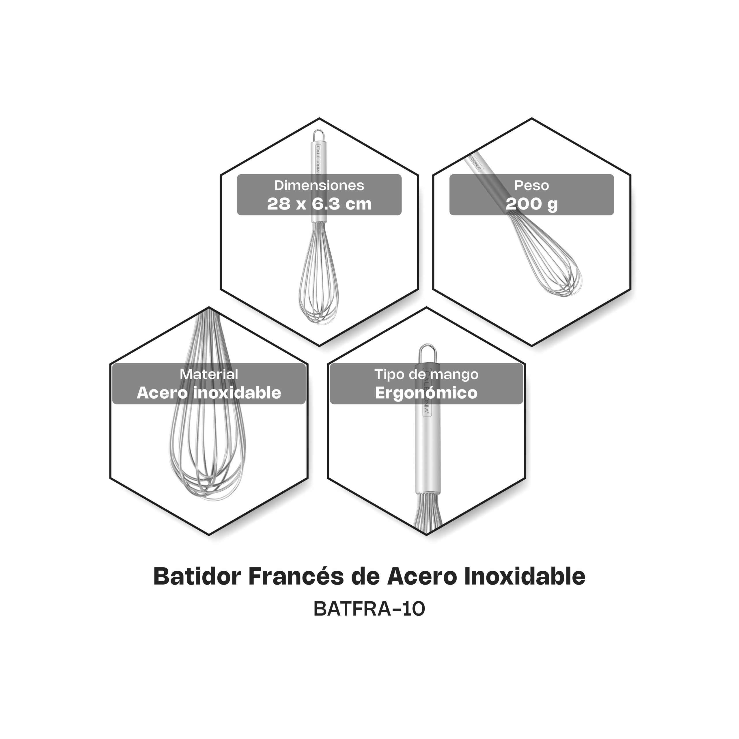 Batidor Francés de Acero Inoxidable 10"