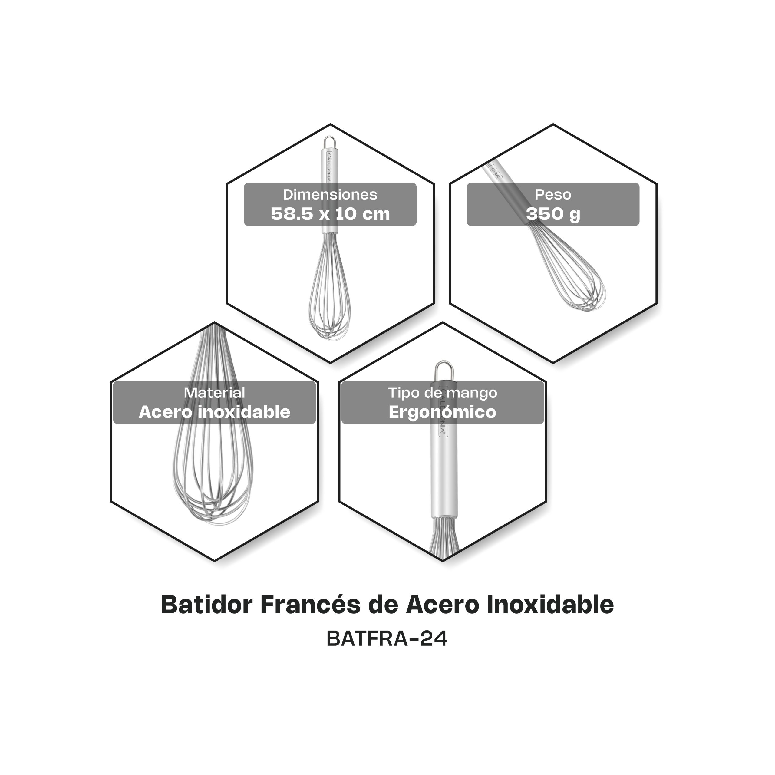 Batidor Francés de Acero Inoxidable 24"
