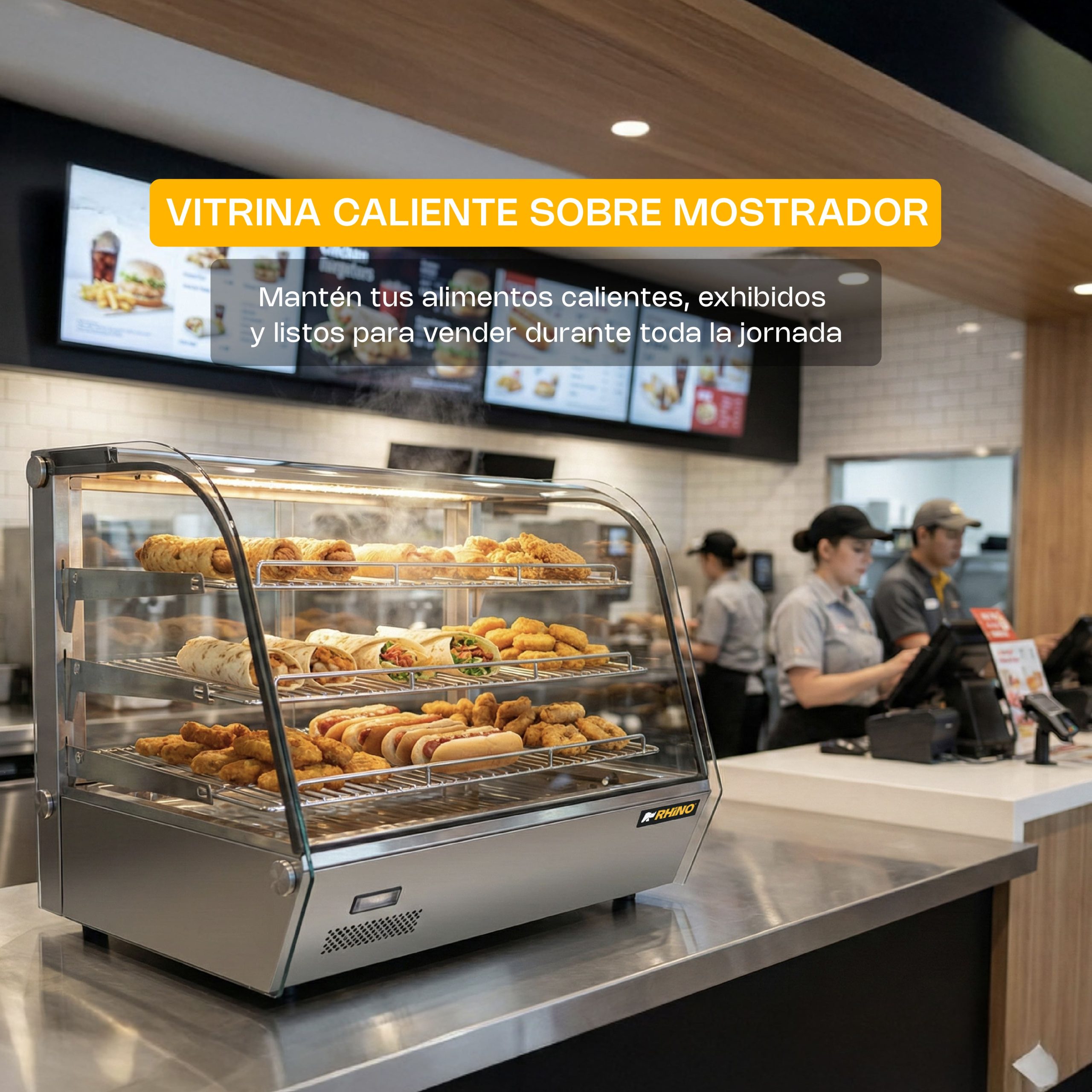 Vitrina Caliente sobre Mostrador 160L