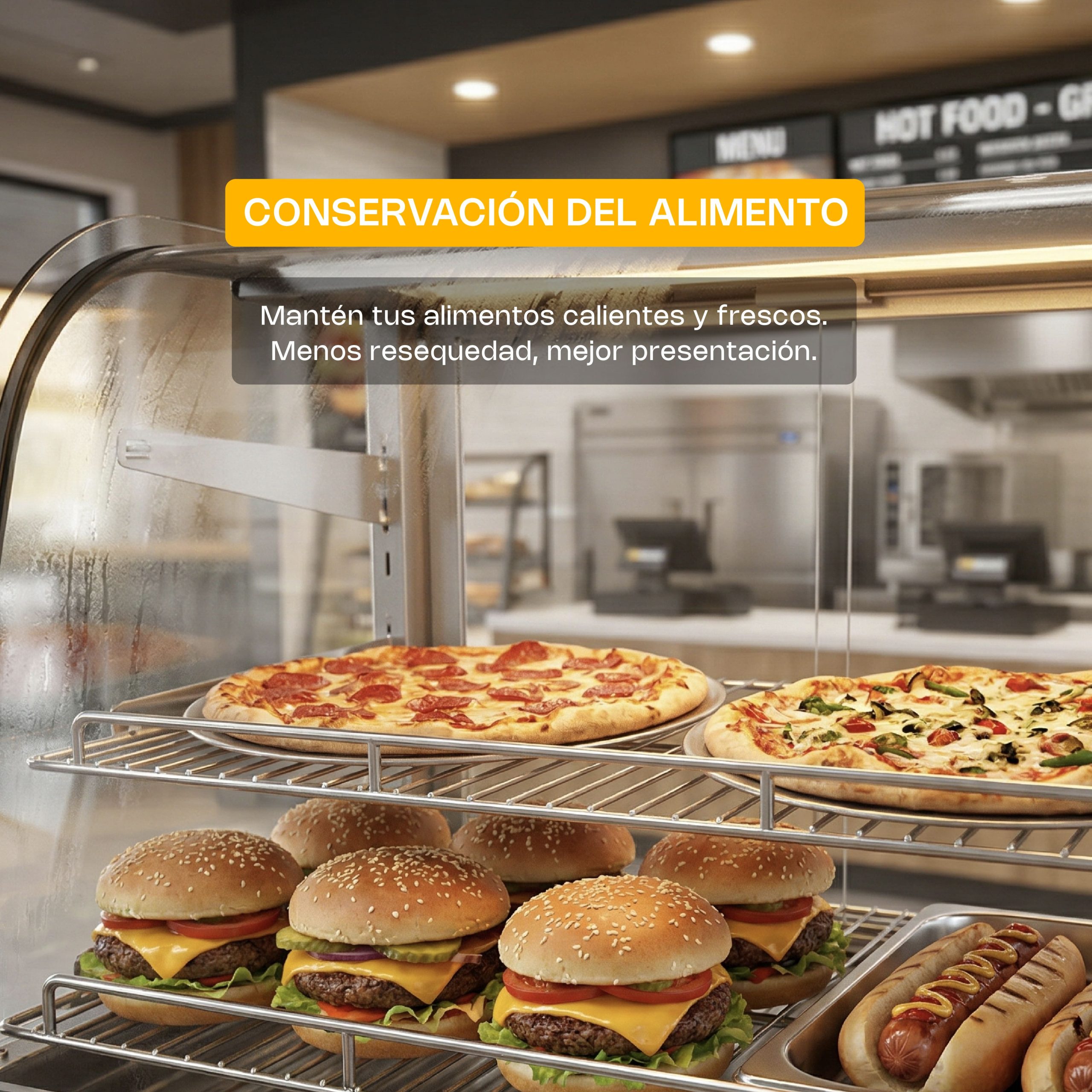 Vitrina Caliente sobre Mostrador 160L