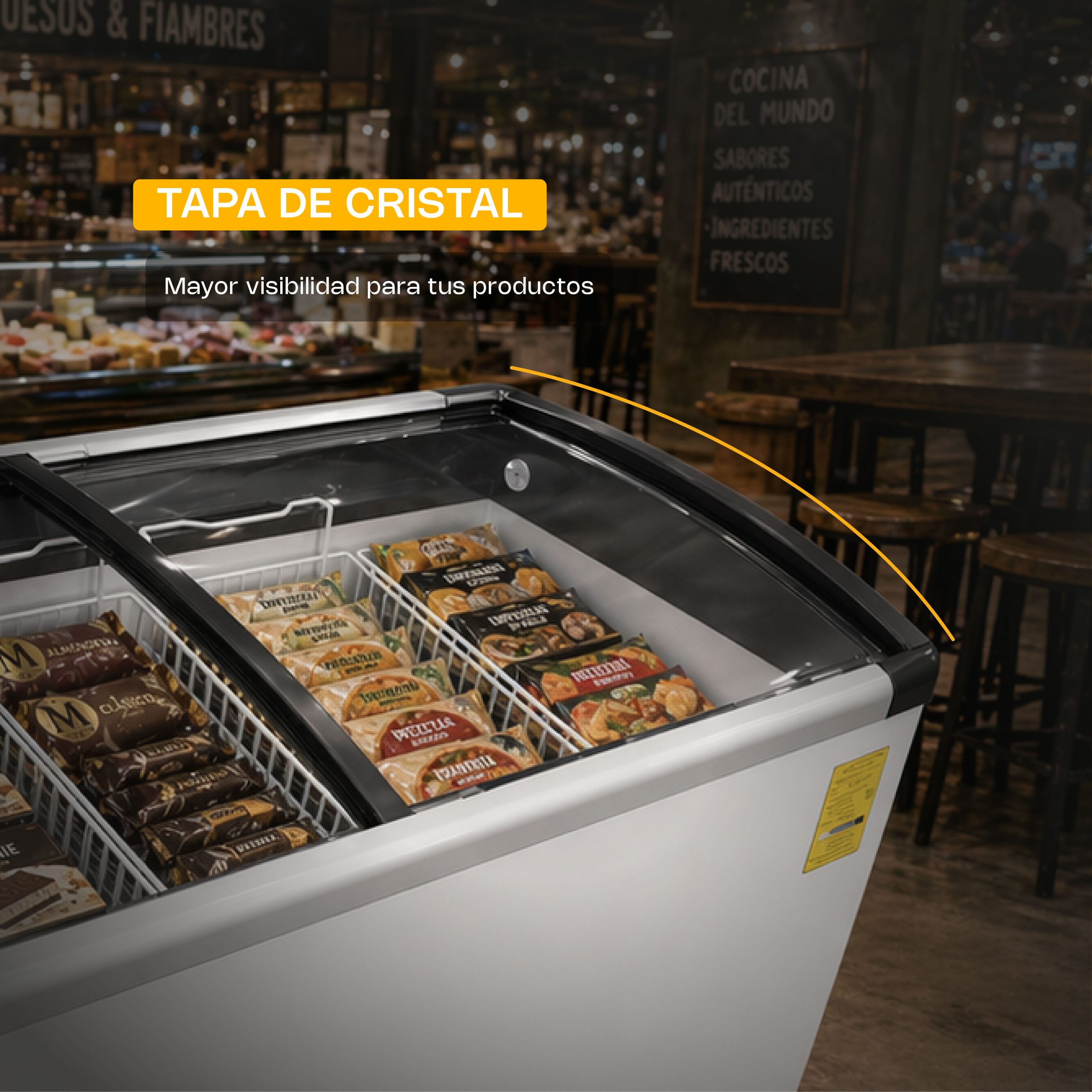 Congelador Tapa de Cristal Curvo 10 pies