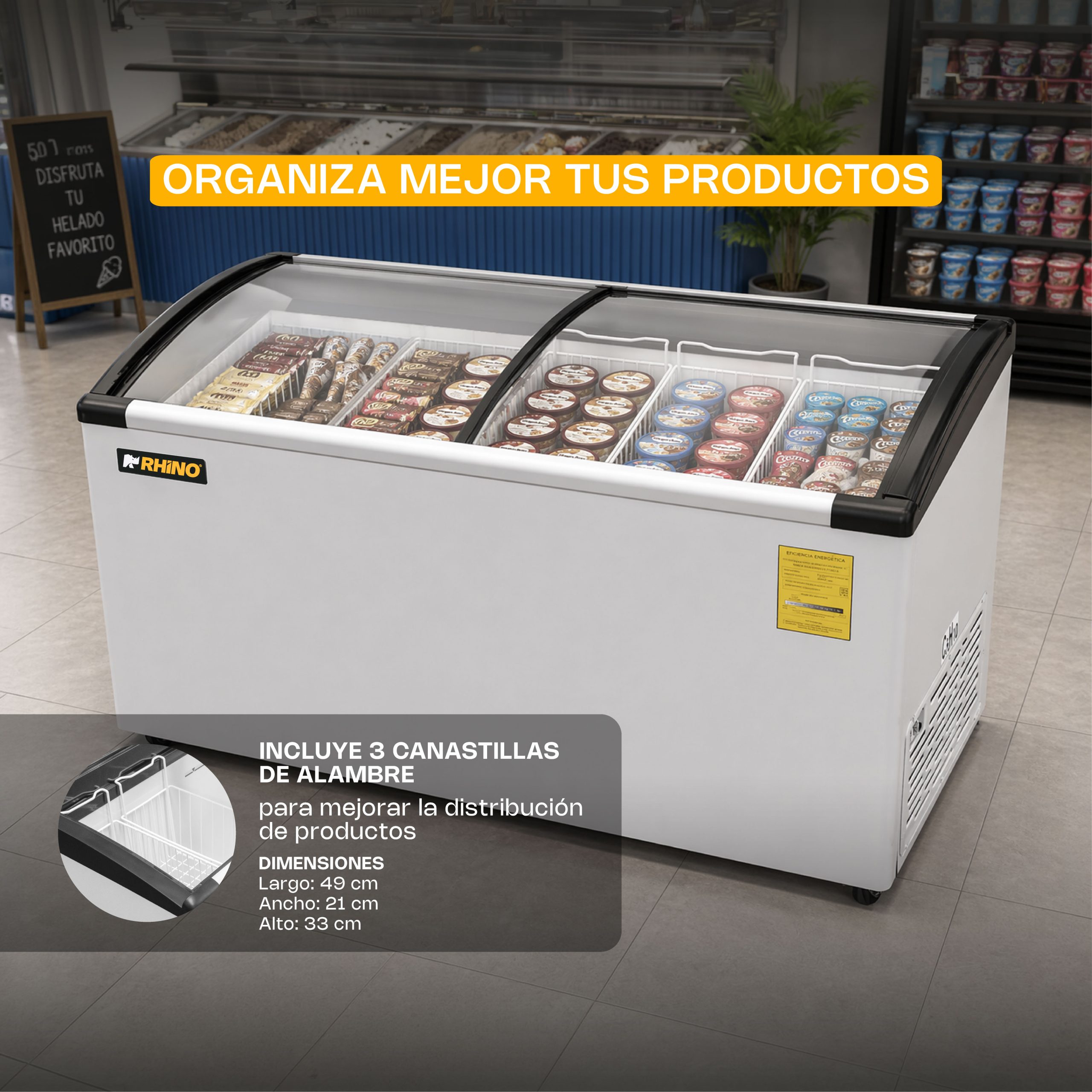 Congelador Tapa de Cristal Curvo 10 pies