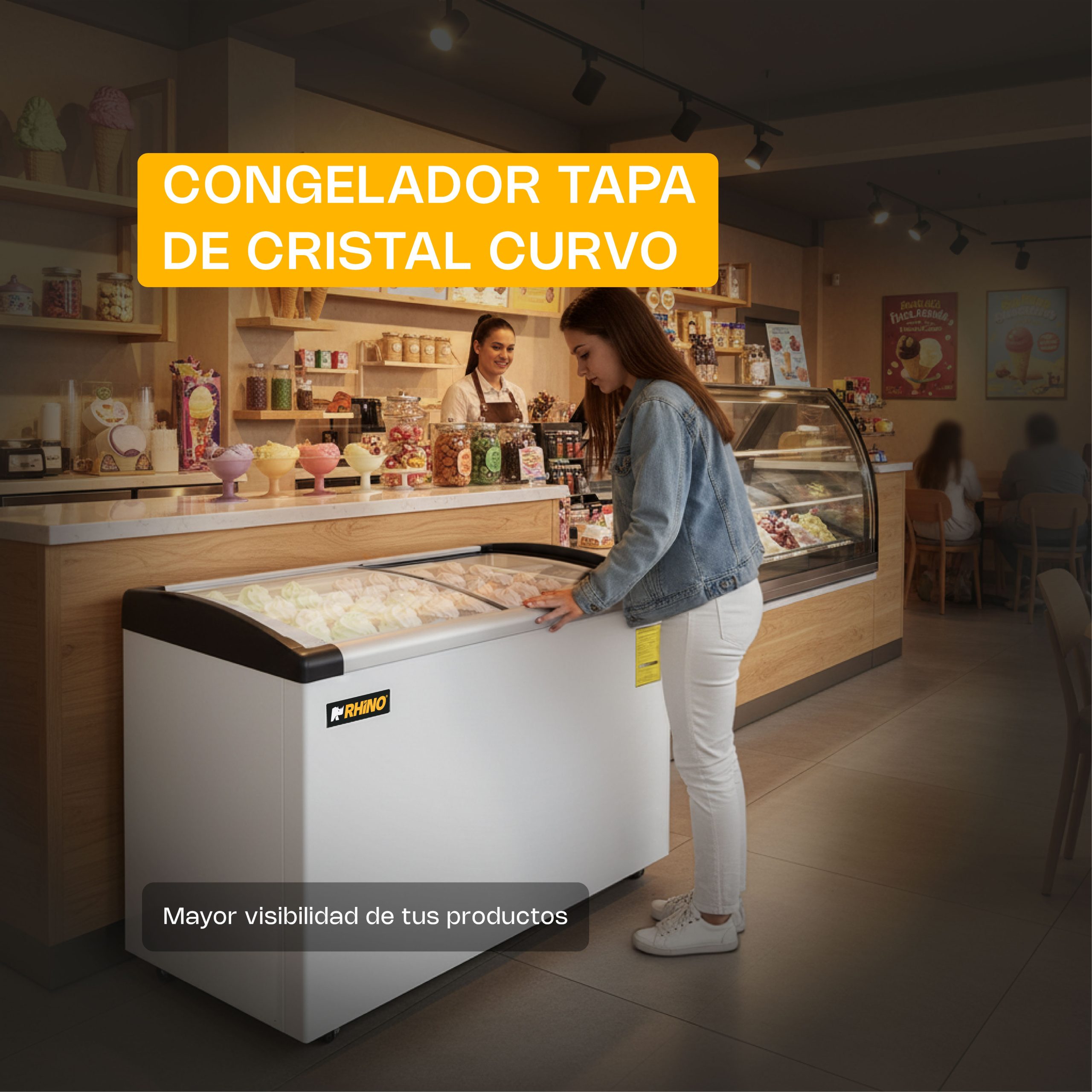 Congelador Tapa de Cristal Curvo 7 pies