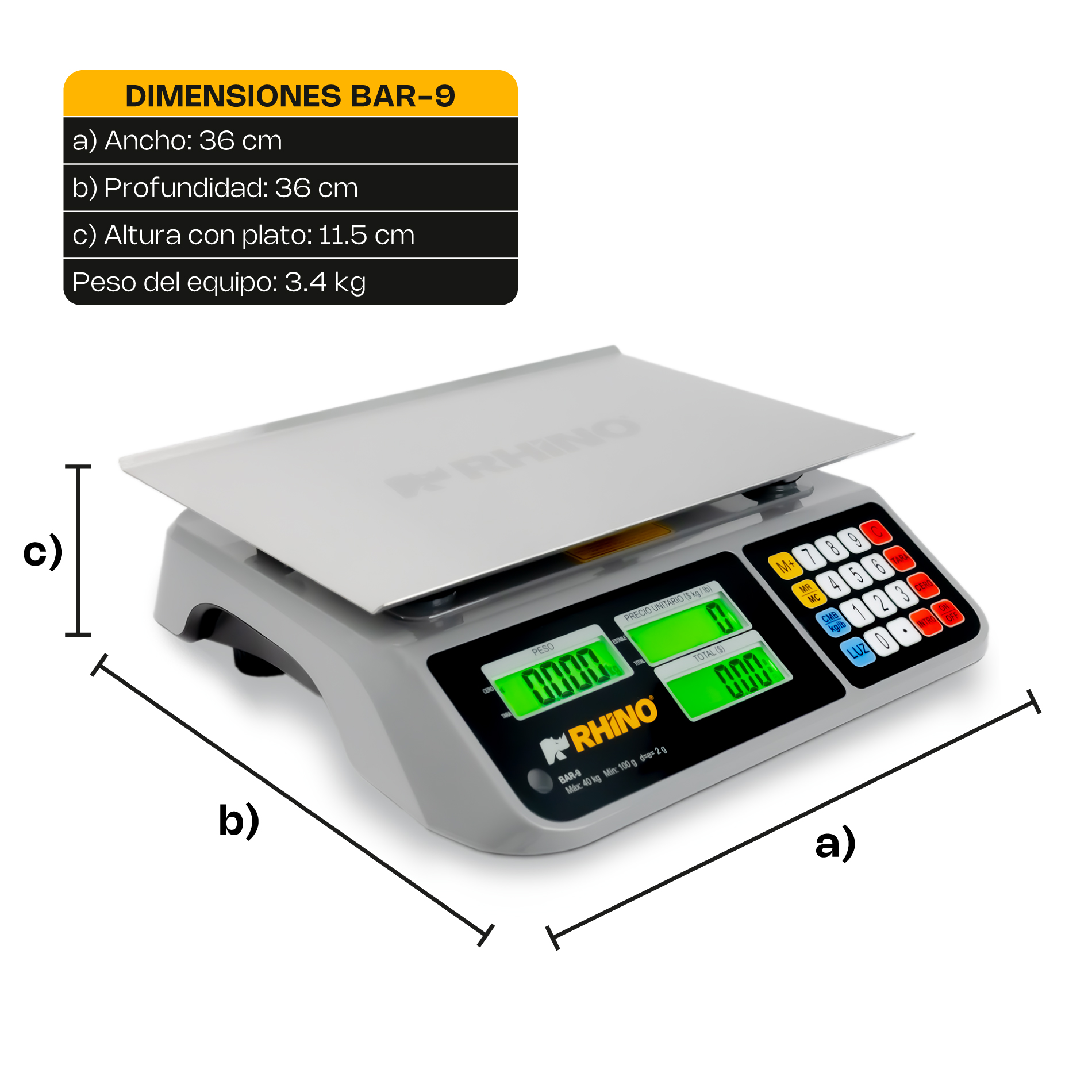Báscula Electrónica Multifunciones con Puerto USB 40 kg