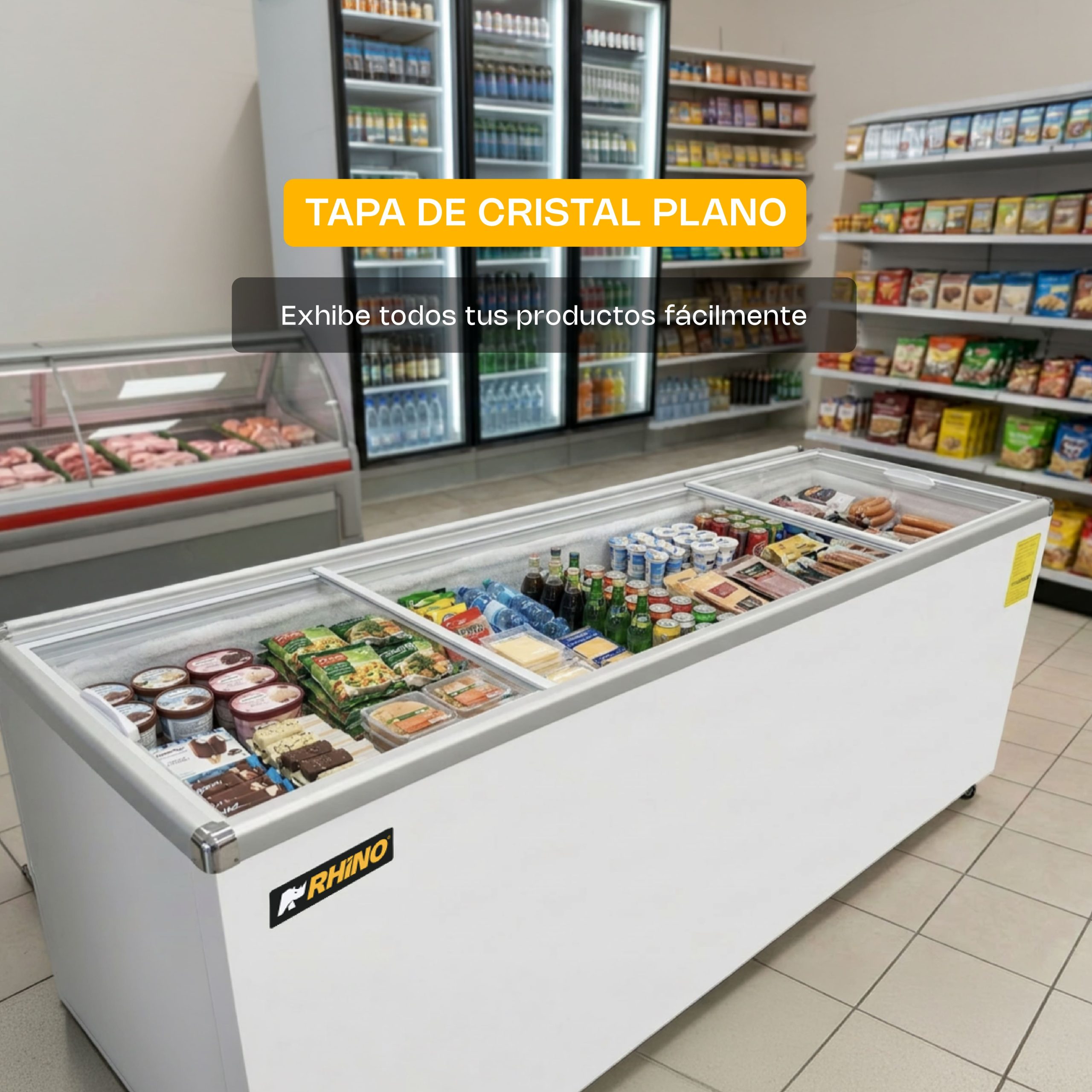 Congelador Tapa de Cristal Plano